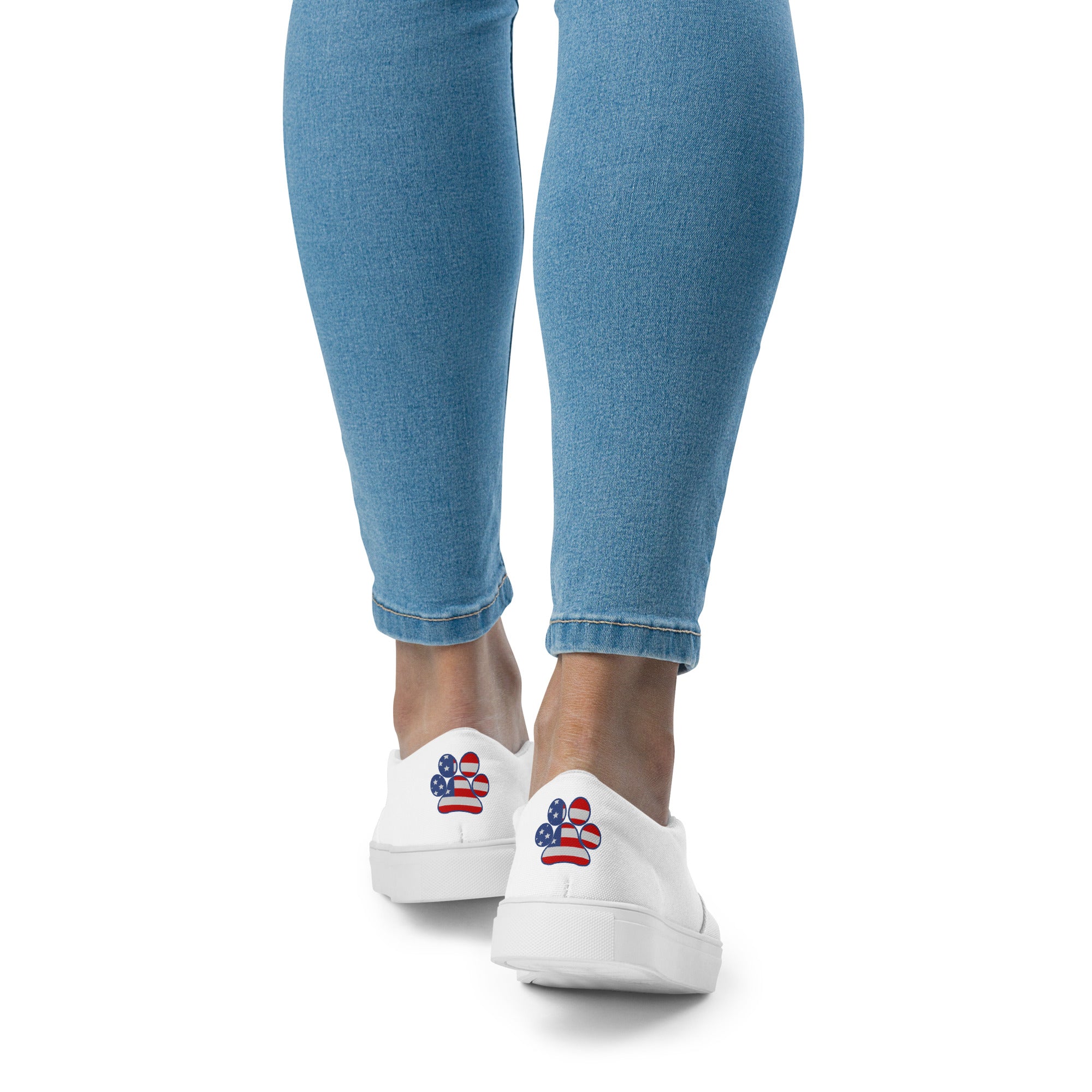 Women’s White slip-on Paw Print Shoes