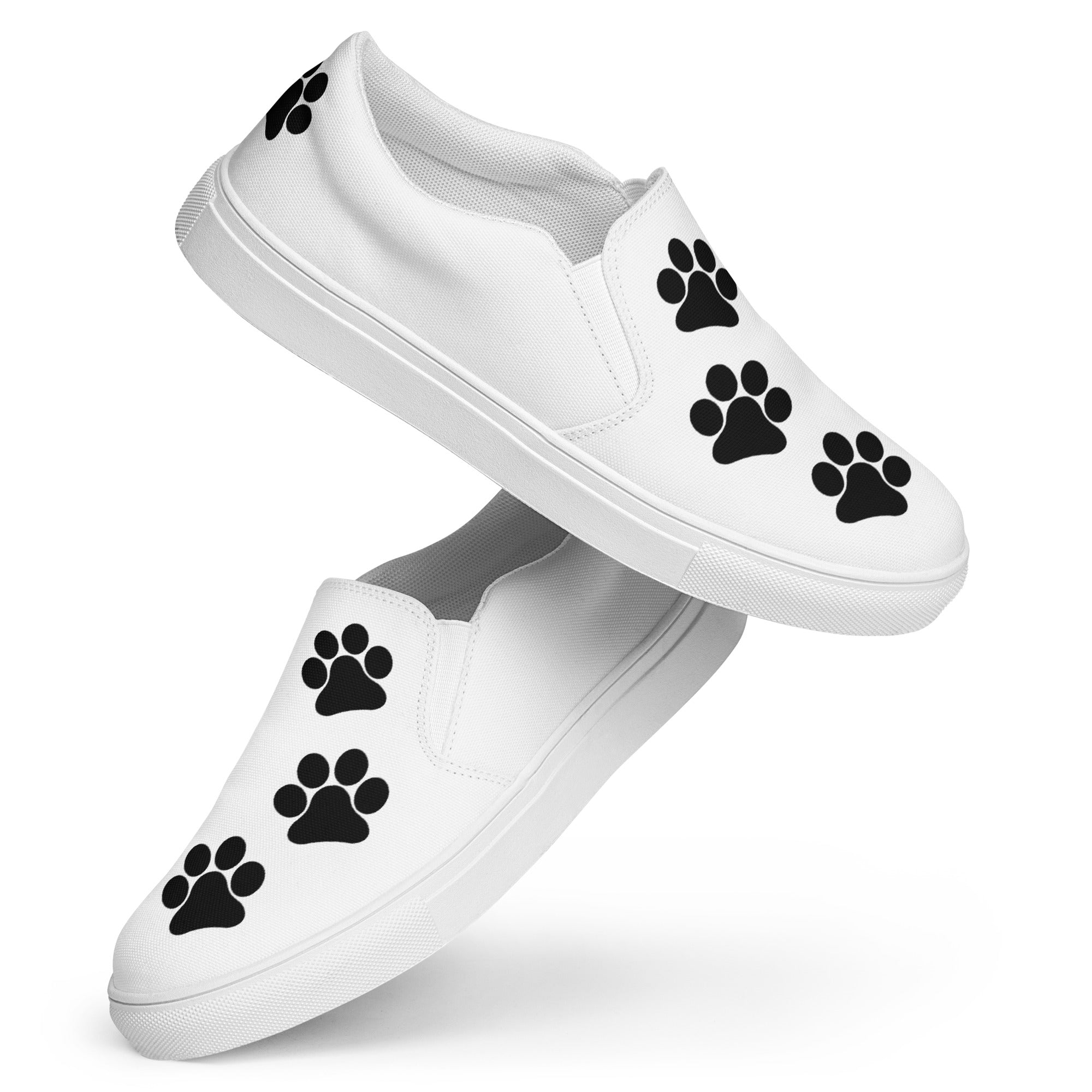 Women’s White slip-on Paw Print Shoes