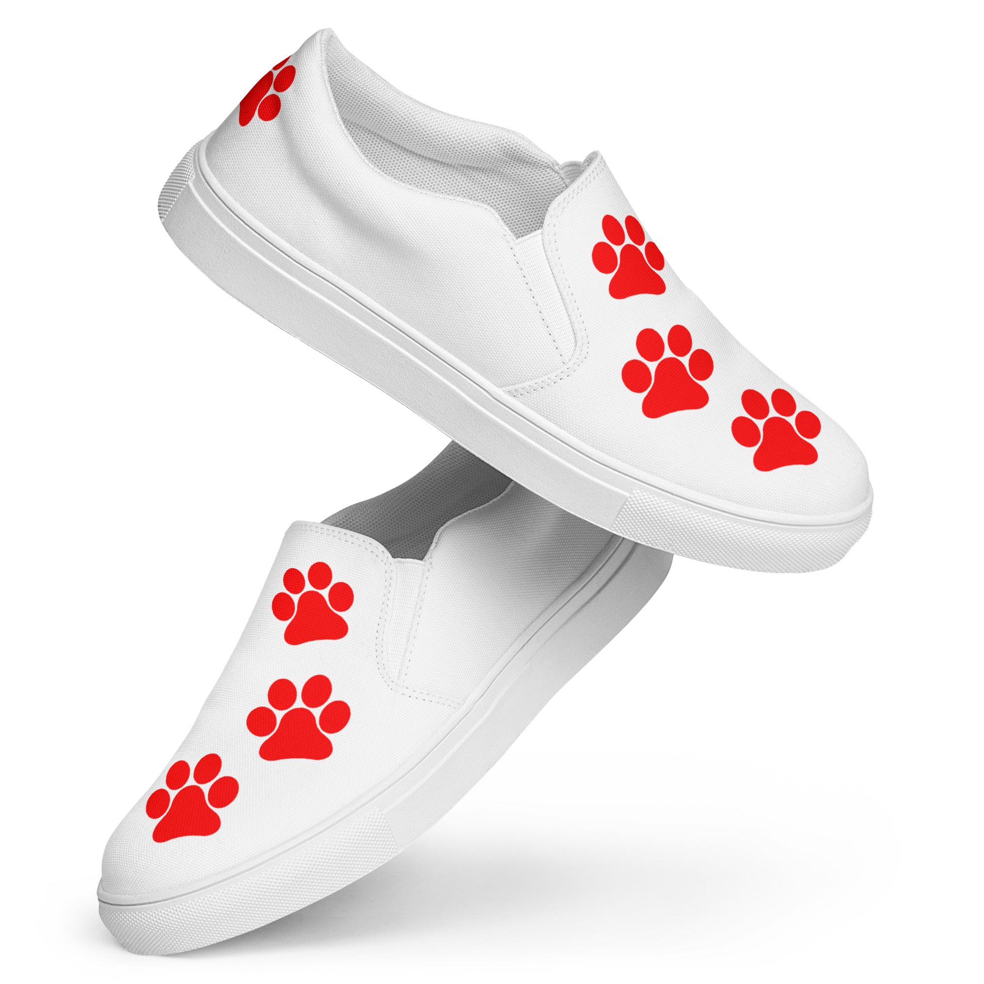 Women’s White slip-on Paw Print Shoes