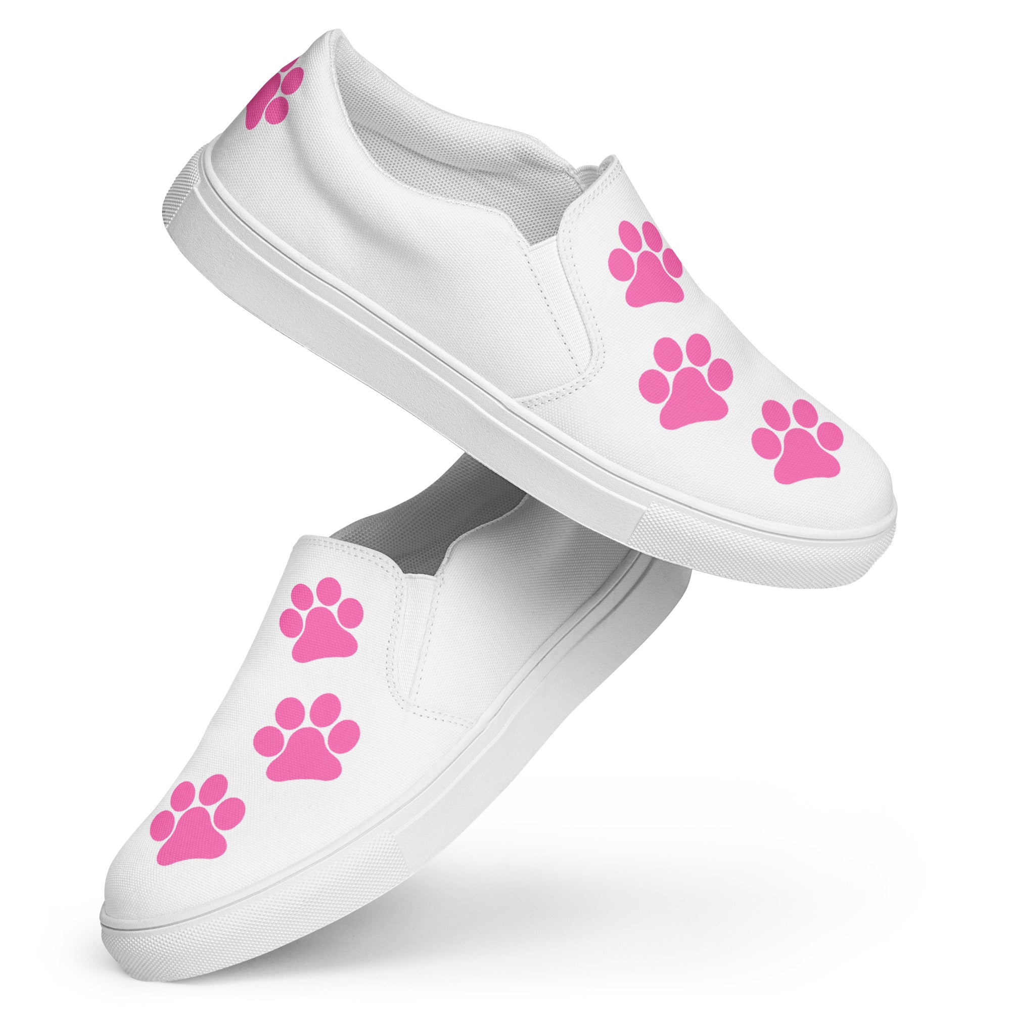 Women’s White slip-on Paw Print Shoes