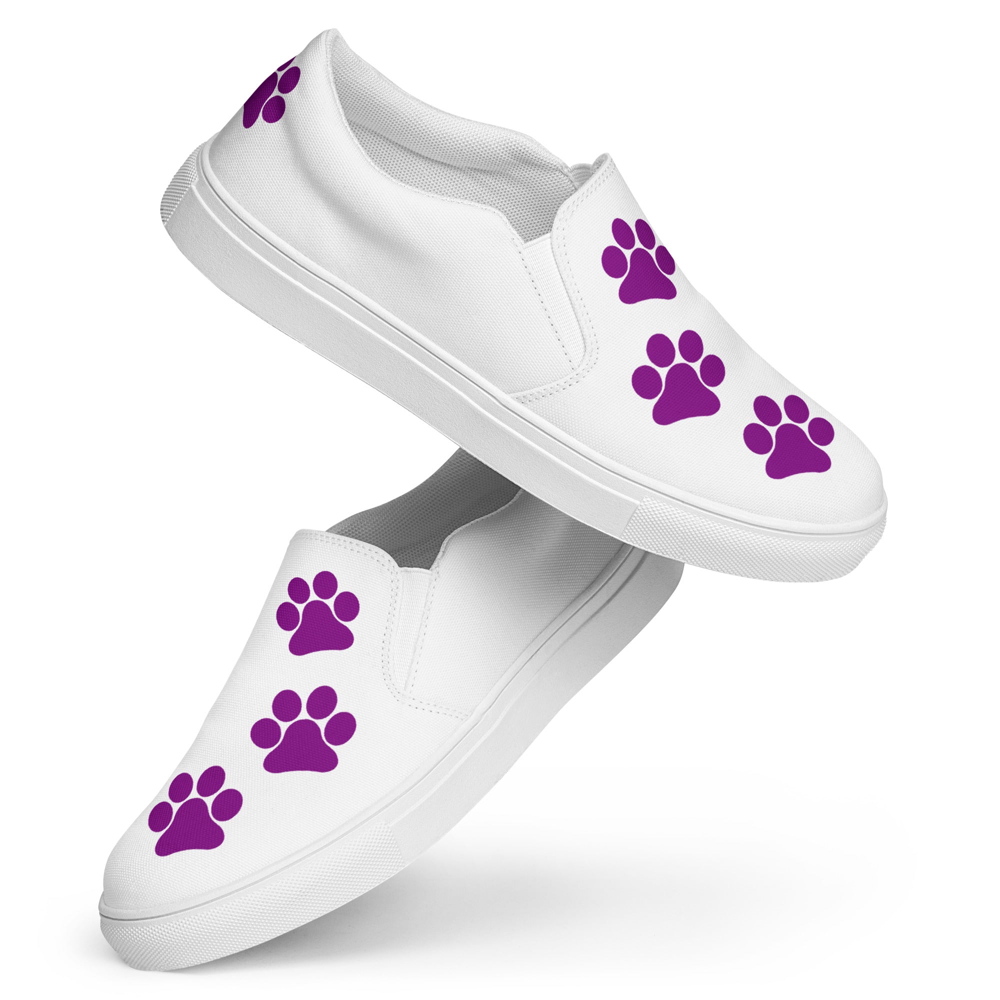 Women’s White slip-on Paw Print Shoes