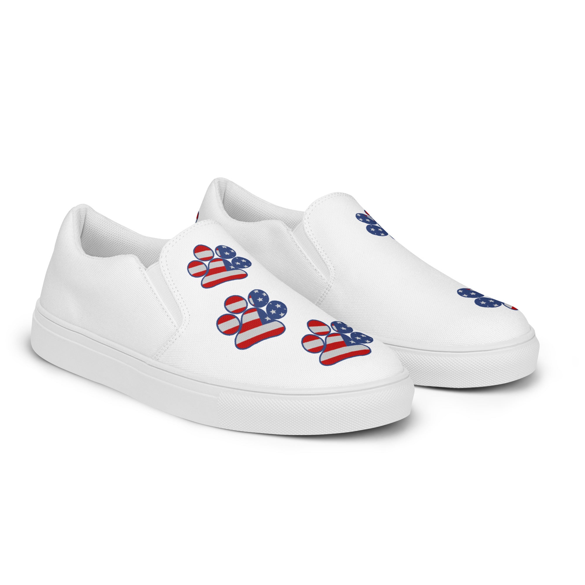 Women’s White slip-on Paw Print Shoes