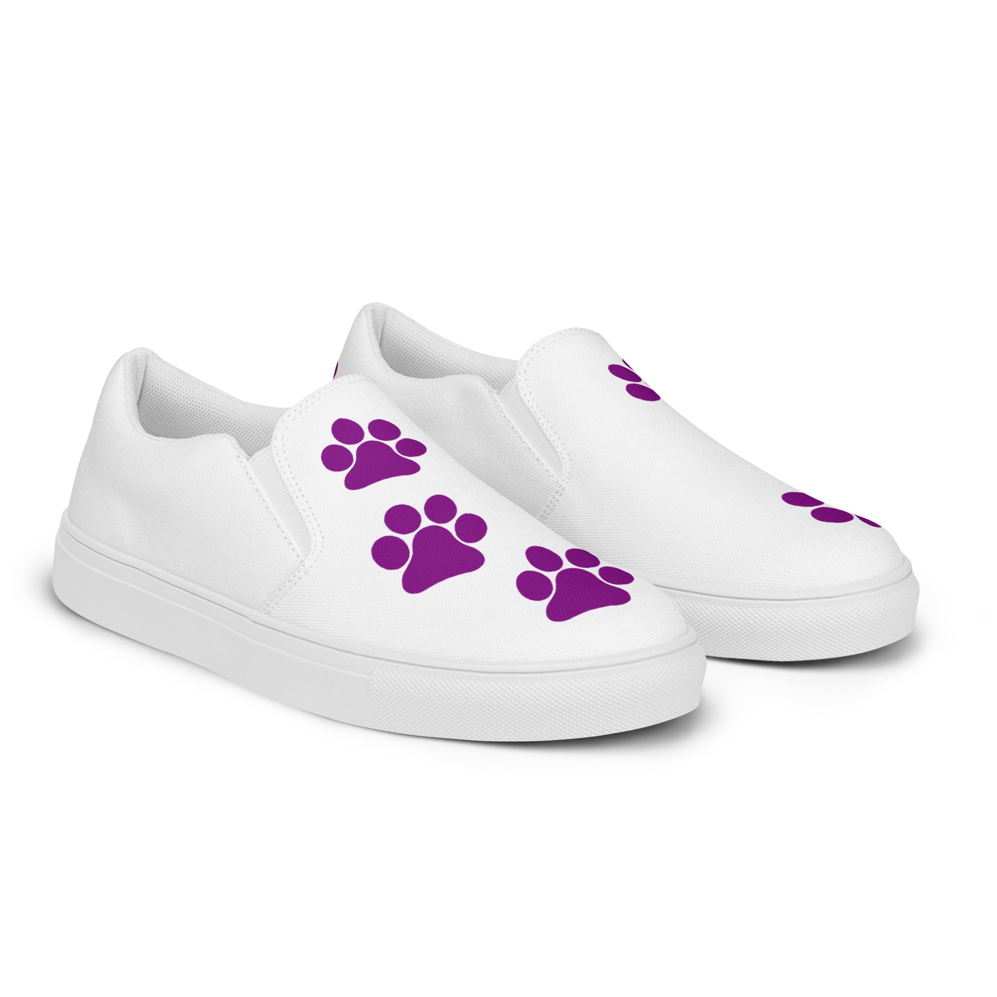 Women’s White slip-on Paw Print Shoes