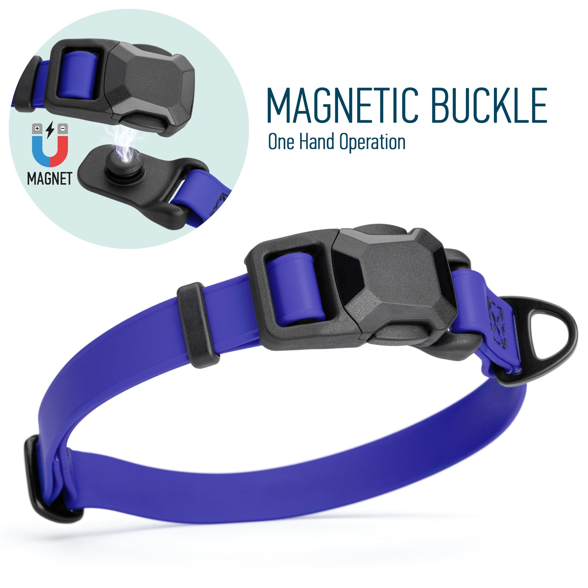 Biothane Waterproof Dog Collar with Magnetic Quick Release Buckle