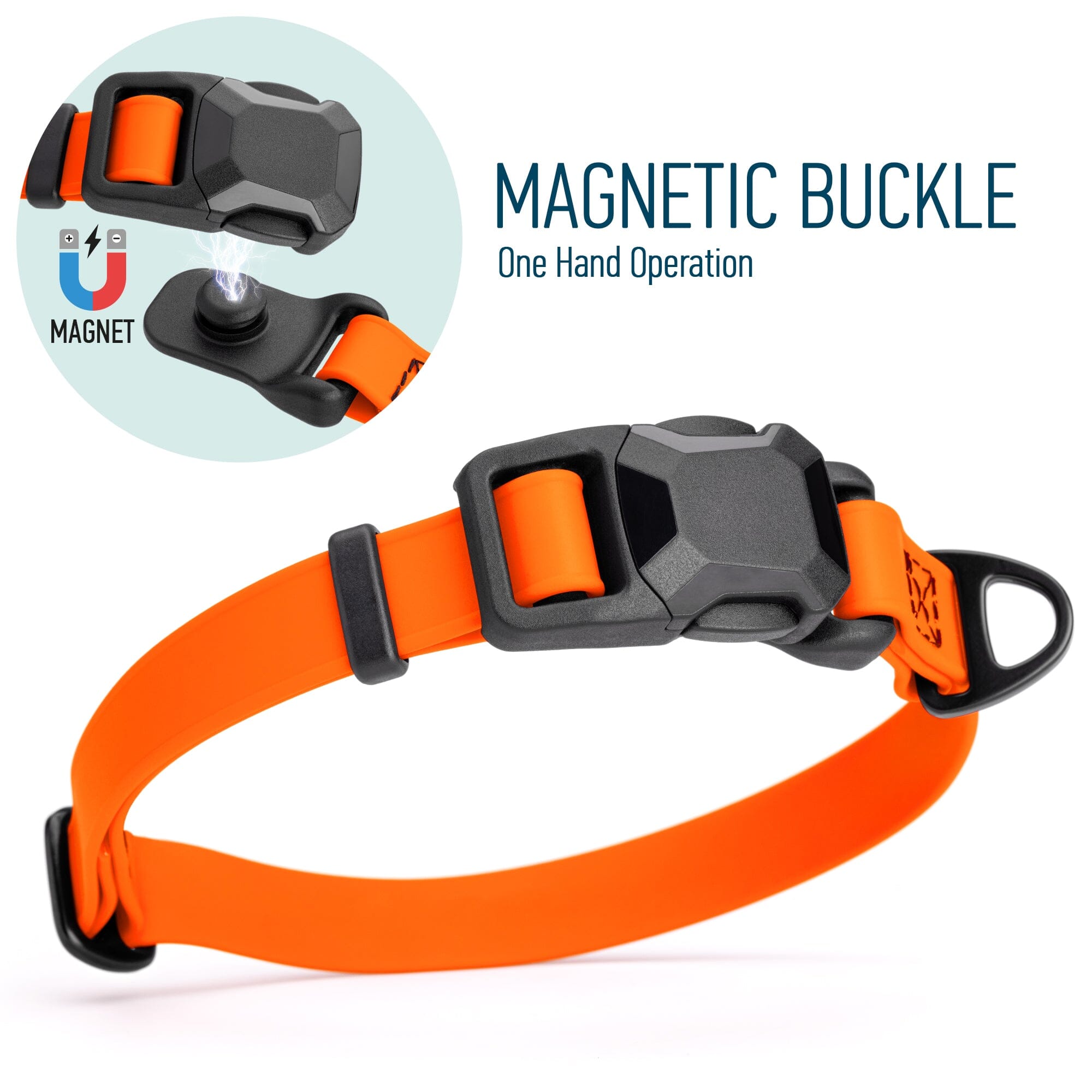 Biothane Waterproof Dog Collar with Magnetic Quick Release Buckle