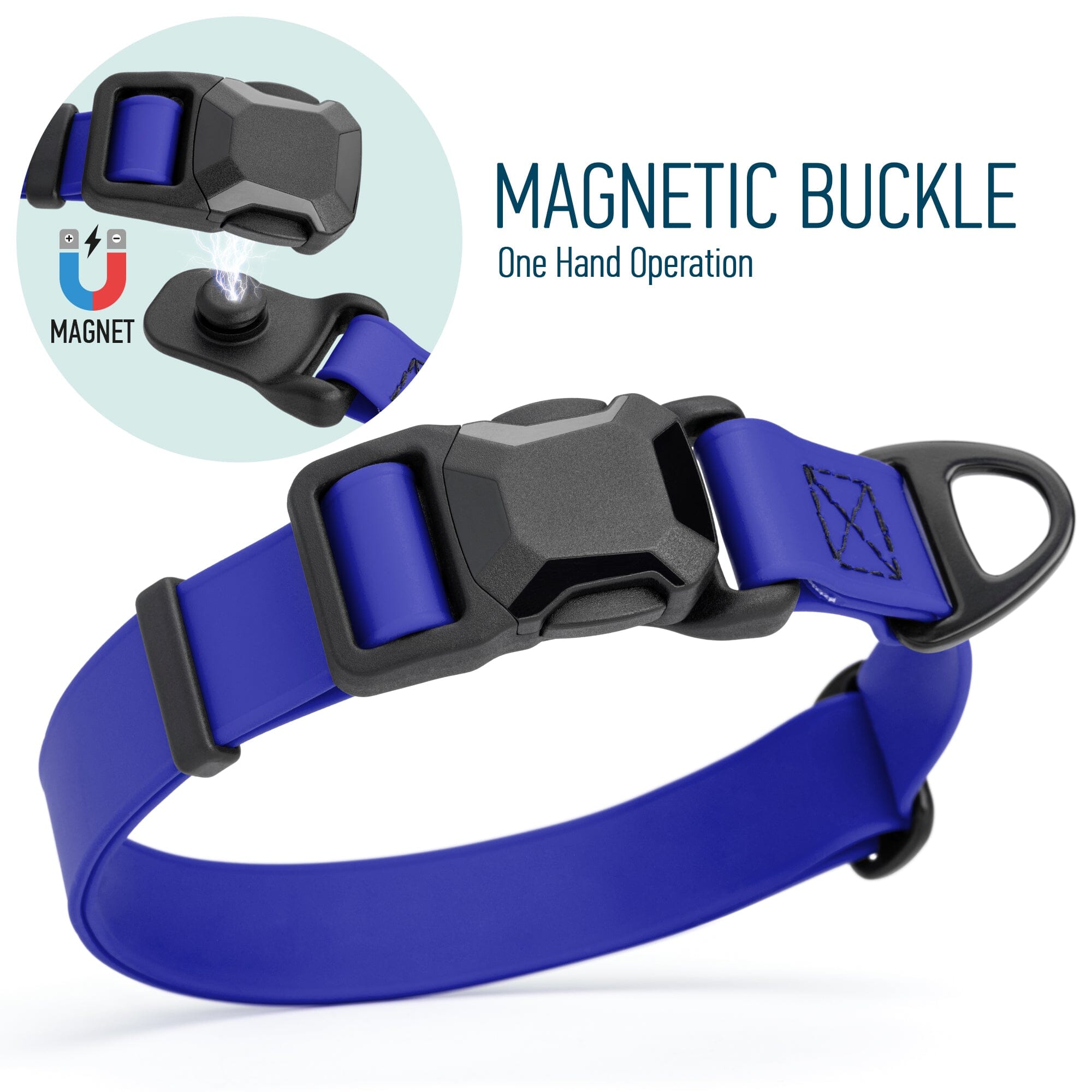 Biothane Waterproof Dog Collar with Magnetic Quick Release Buckle