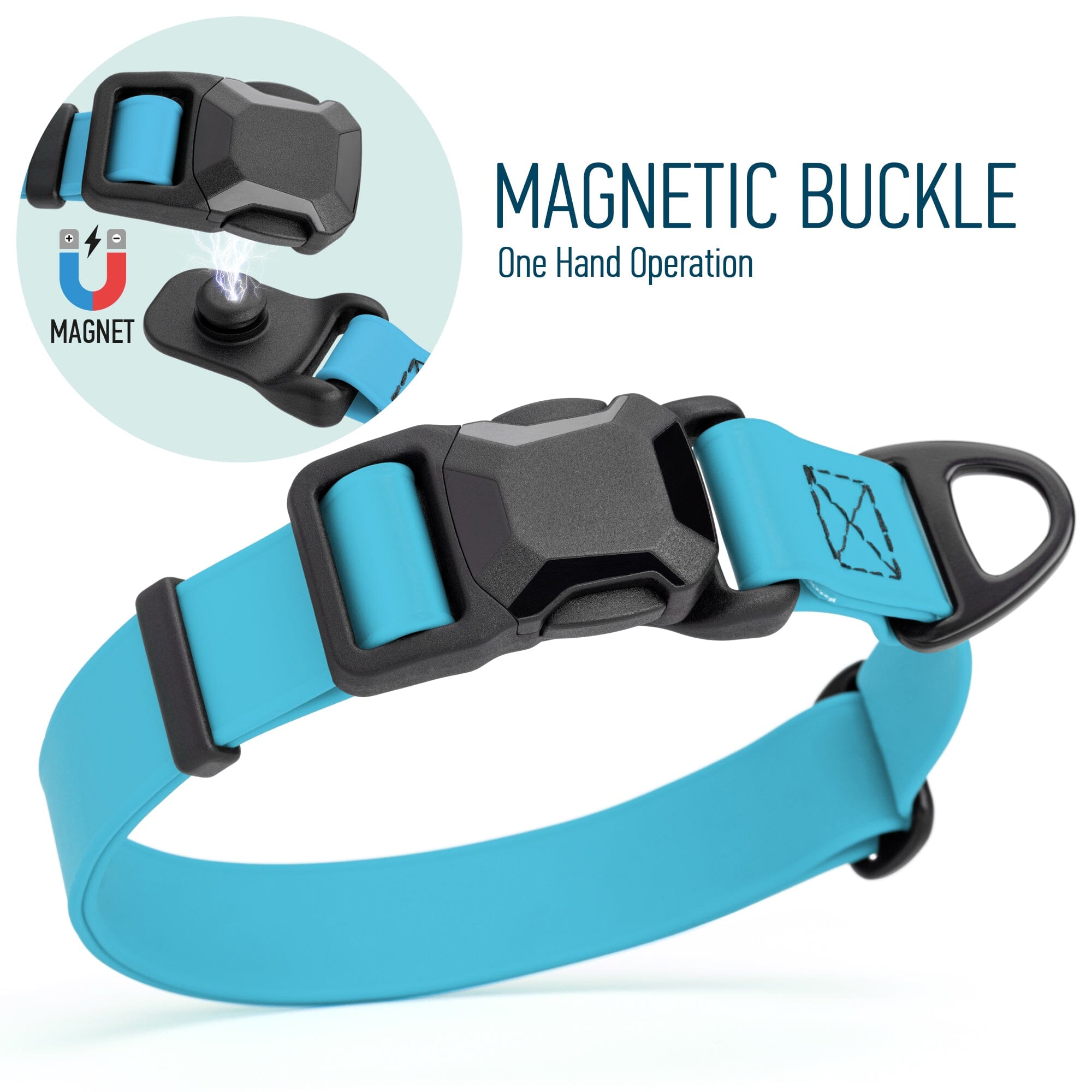 Biothane Waterproof Dog Collar with Magnetic Quick Release Buckle
