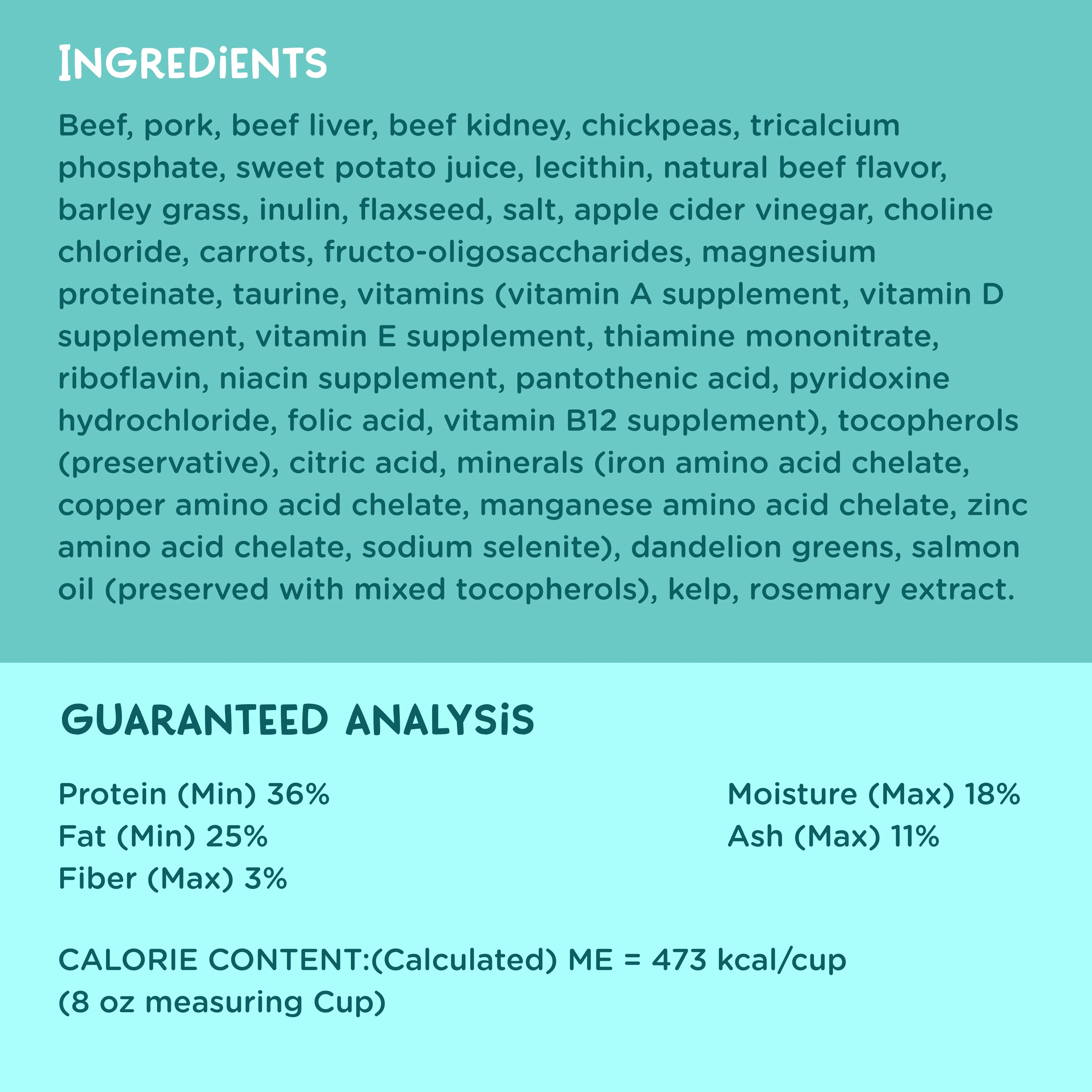 Beef Grain Free Recipe Air-Dried Adult Cat Food 1lb bag