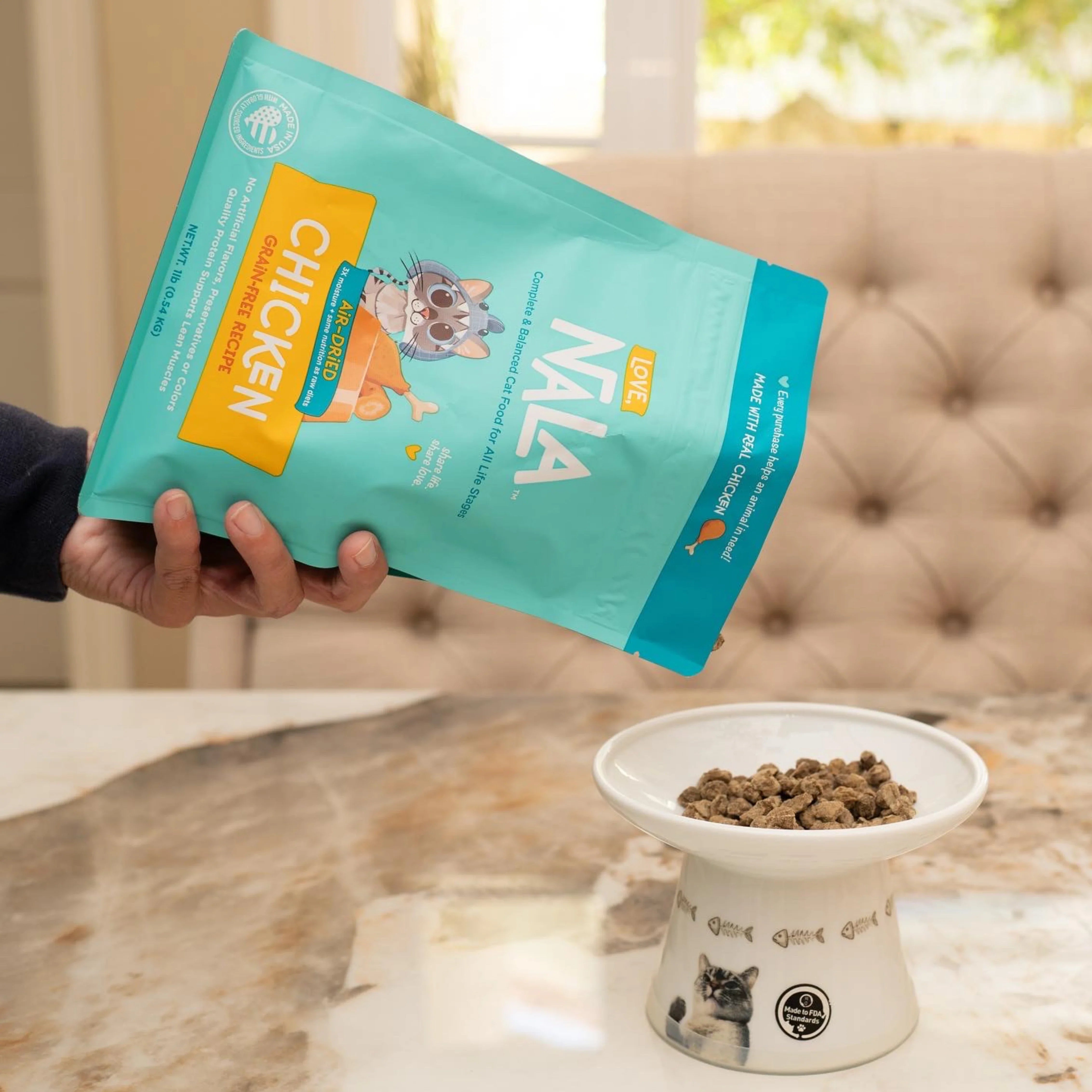 Chicken Grain Free Recipe Air-Dried Adult Cat Food 1lb bag