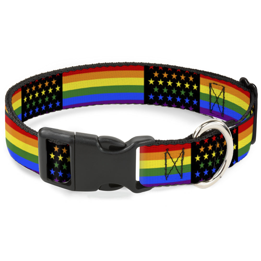 Plastic Clip Collar - Flag American Pride Rainbow/Black