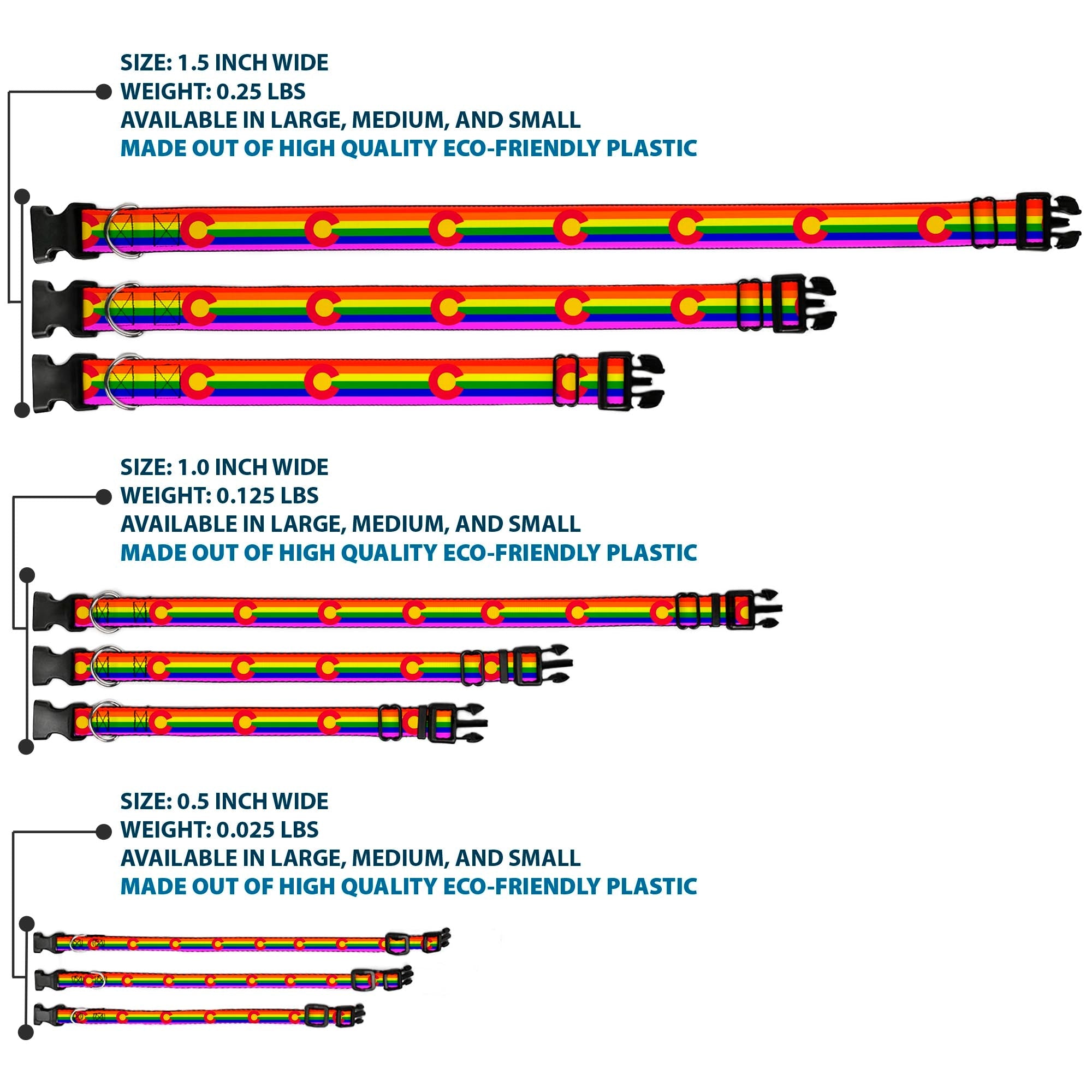 Plastic Clip Collar - Colorado Flags2 Pride