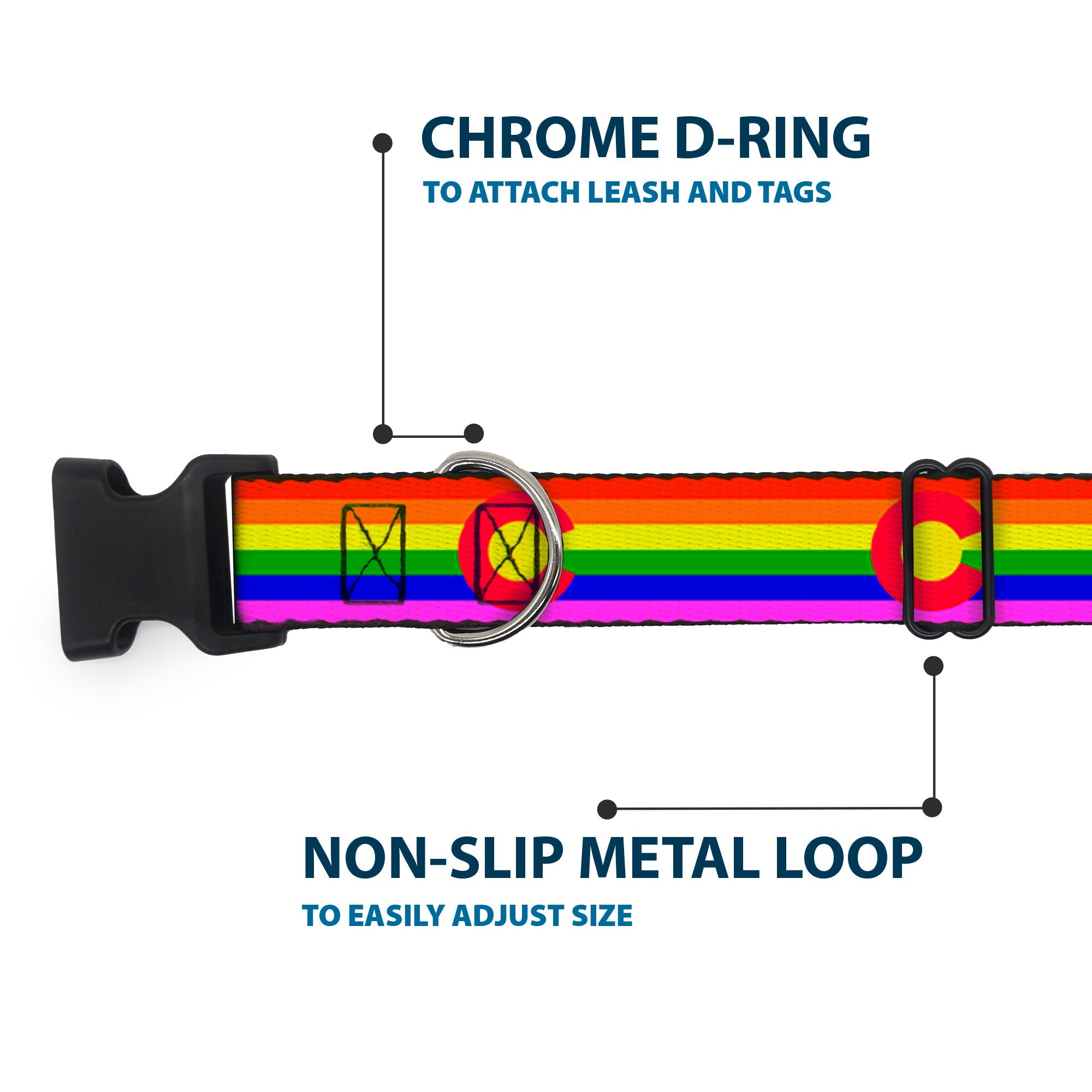 Plastic Clip Collar - Colorado Flags2 Pride
