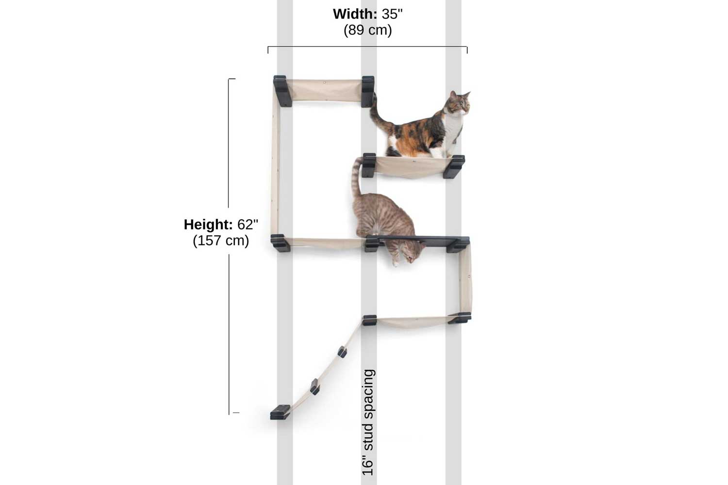 The Deluxe Fort - Modern Cat Condo (Wall Hanging Cat Tree) - by Catastrophic Creations