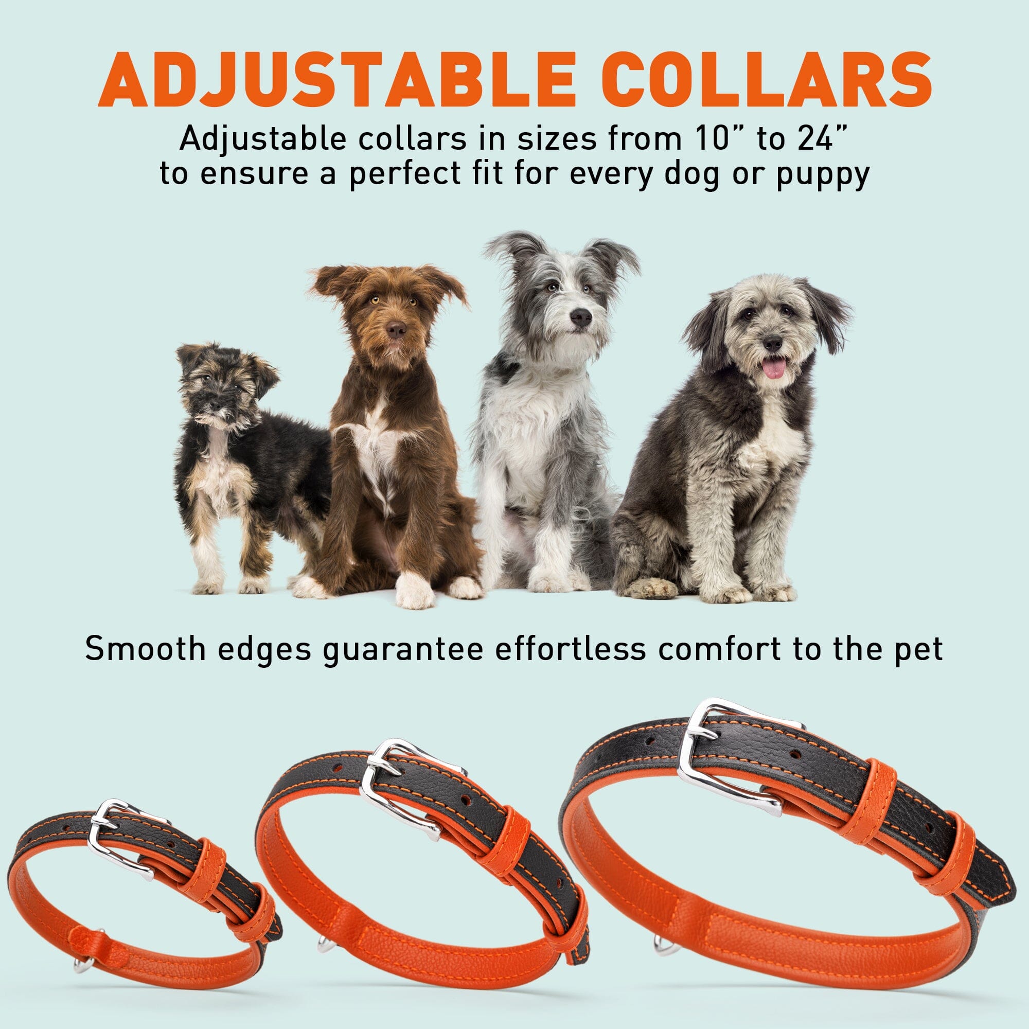 Soft Leather Dual-Color Flat Dog Collar