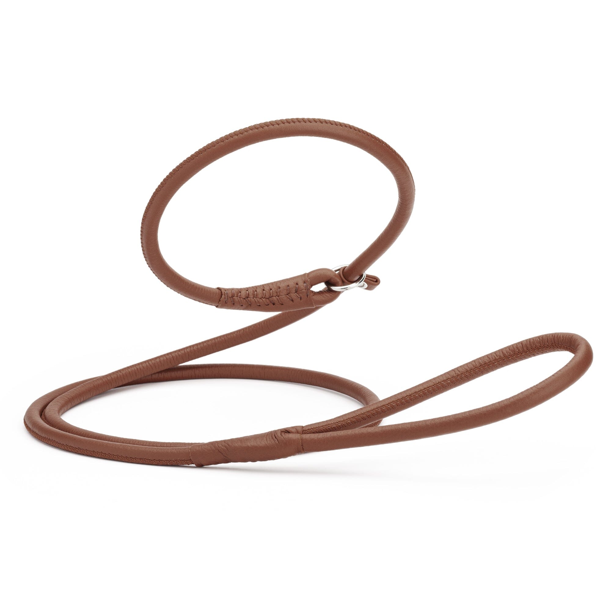 Soft Leather Round Slip Lead for Dogs