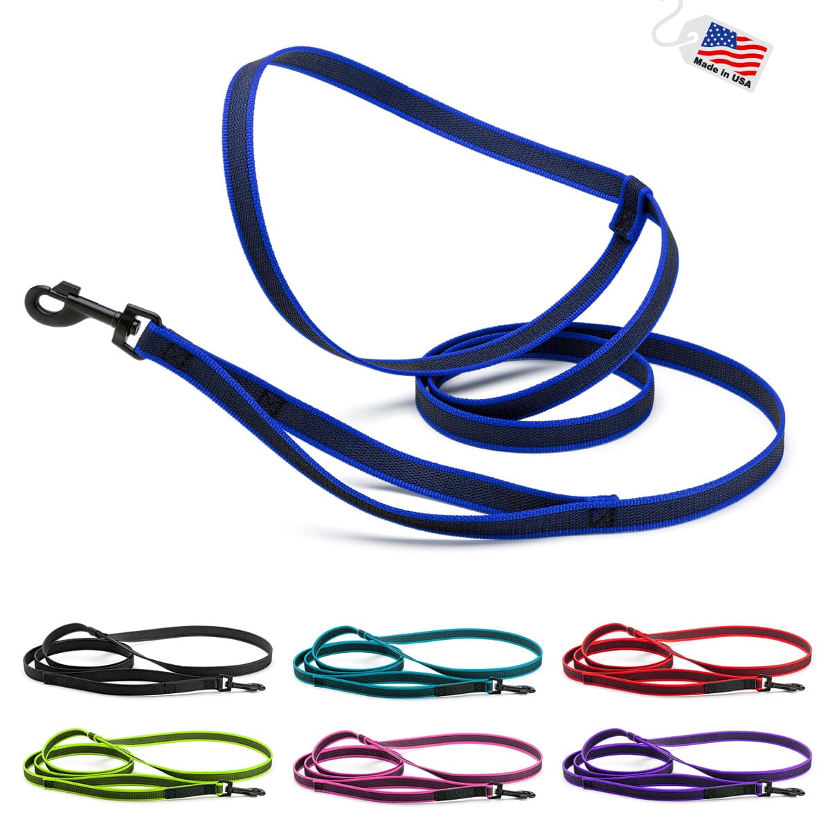 Rubber Infused Nylon Multifunctional Dog Leash for Walking and Running Hands Free