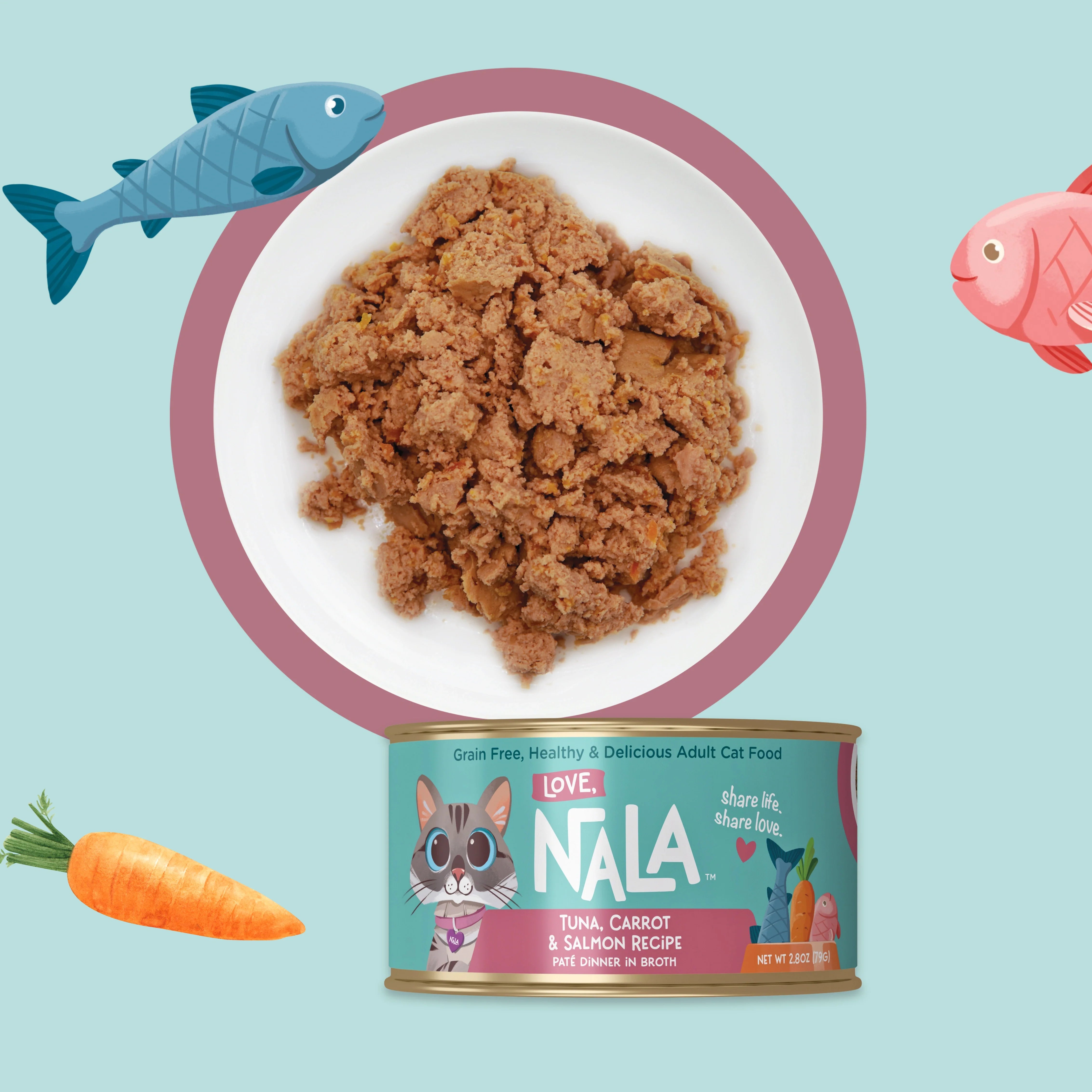 Tuna, Carrot & Salmon Recipe Paté Dinner In Broth Adult Cat Food, 2.8-oz