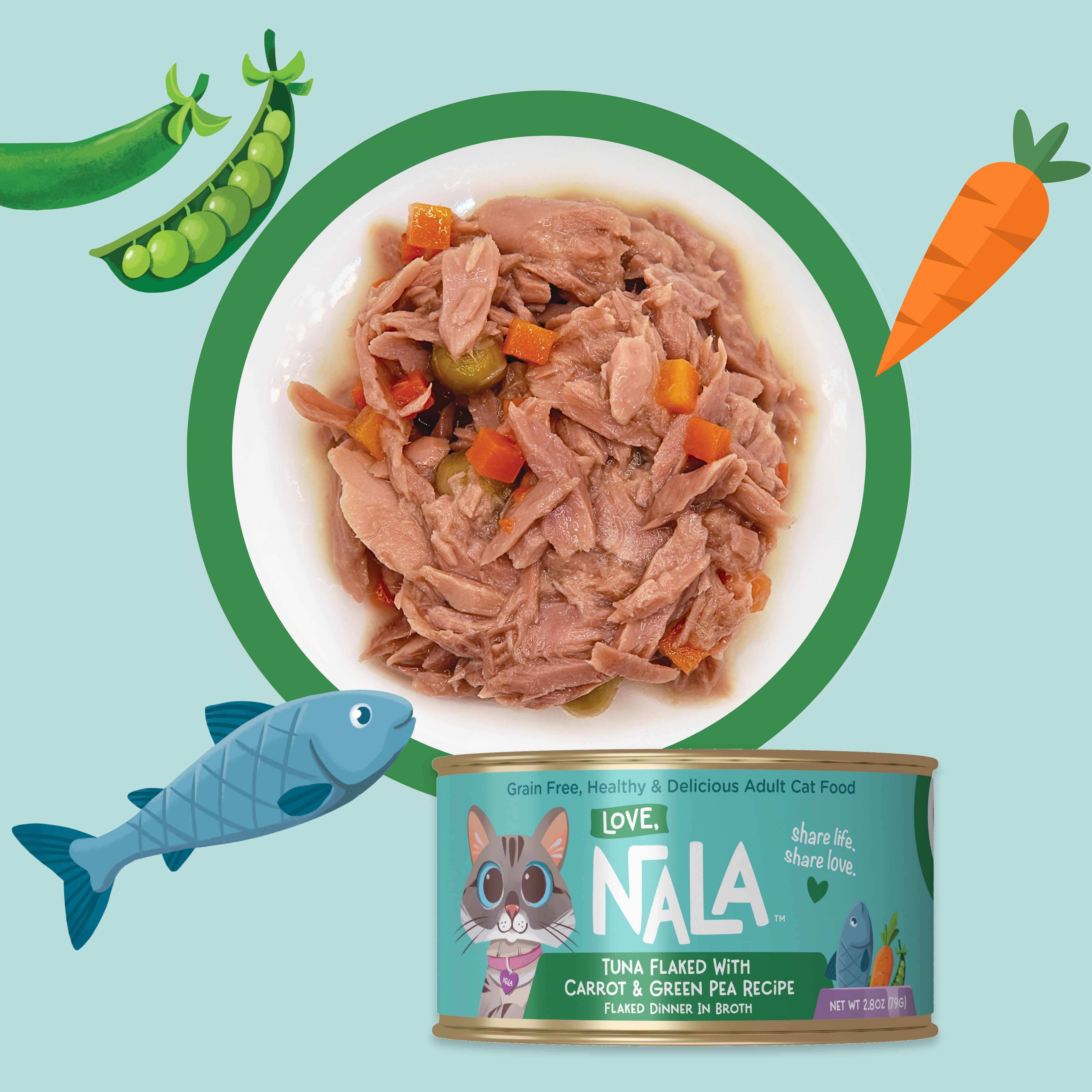 Tuna Flaked With Carrot & Green Pea Recipe Dinner In Broth Adult Cat Food, 2.8-oz