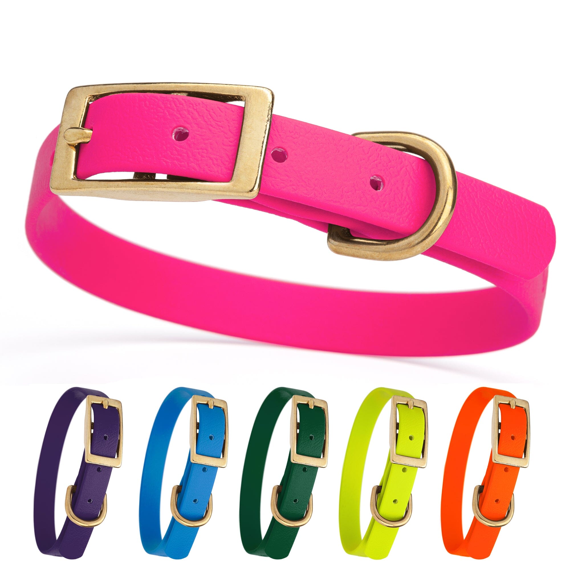 Viper Biothane Waterproof Dog Collar - Brass Hardware - Size S (12" - 15")