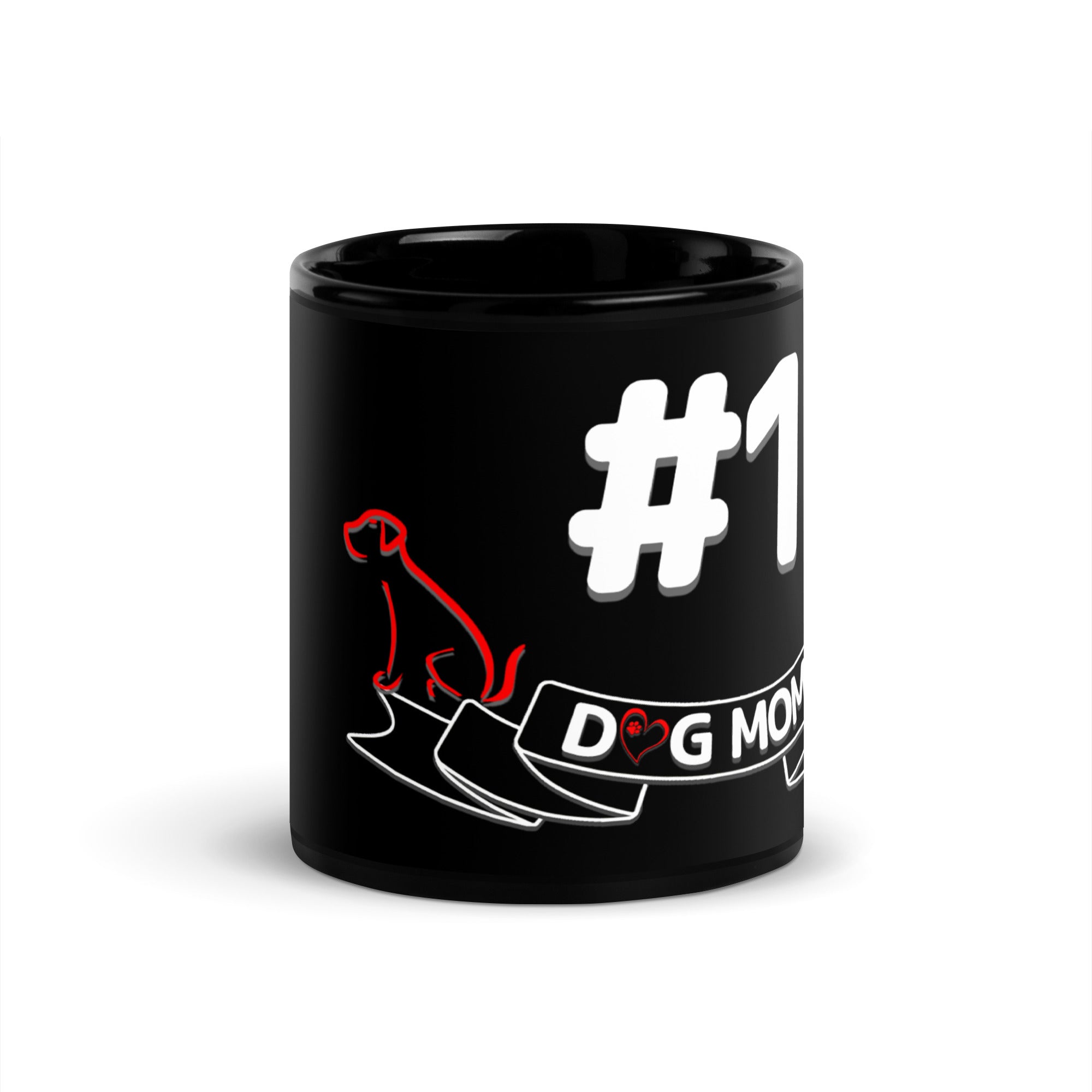 #1 Dog Mom Black Glossy Mug