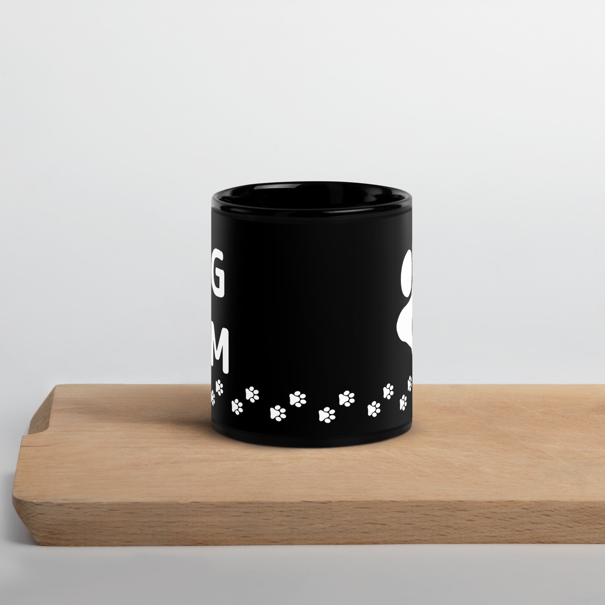 Dog Mom Paw Print Black Mug