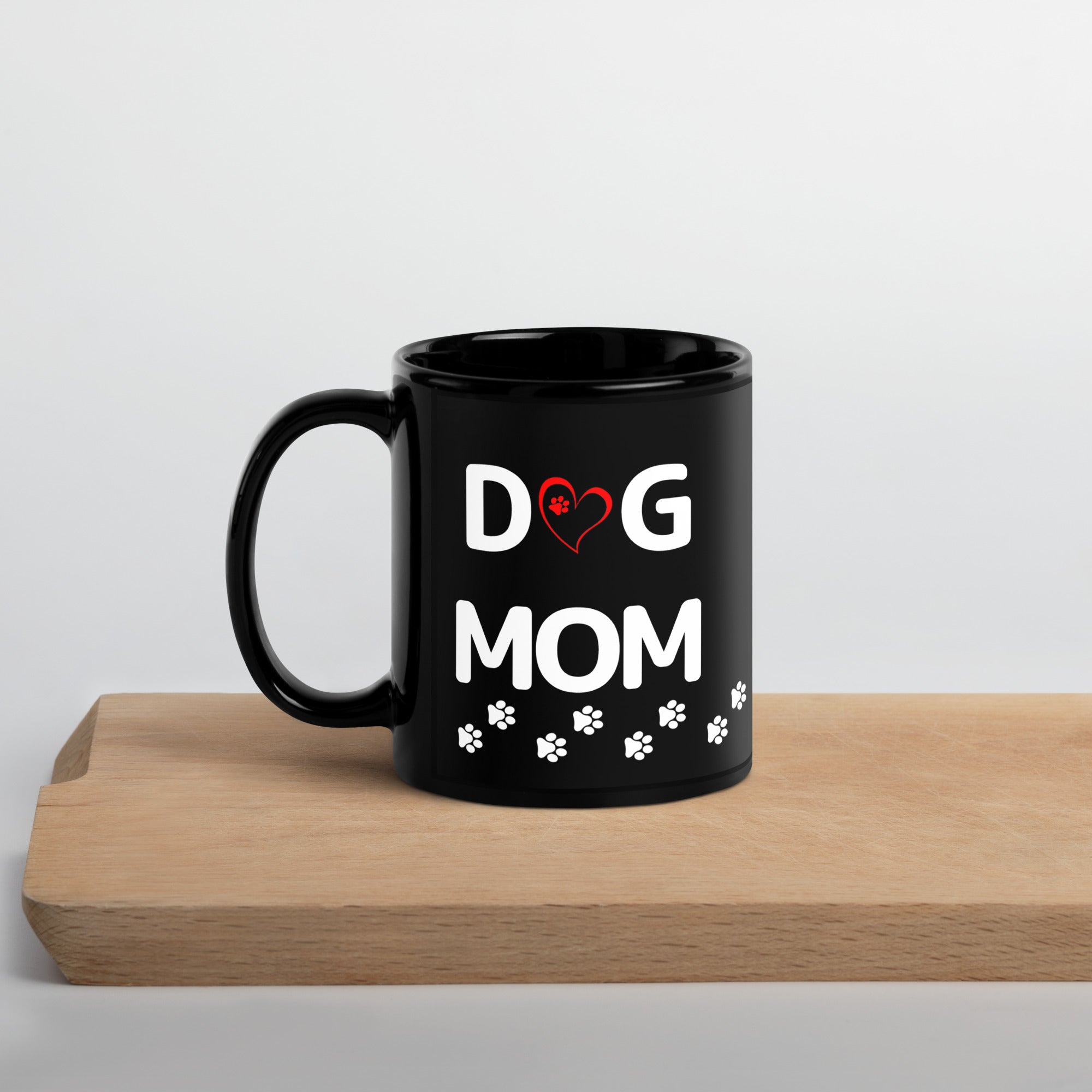 Dog Mom Paw Print Black Mug