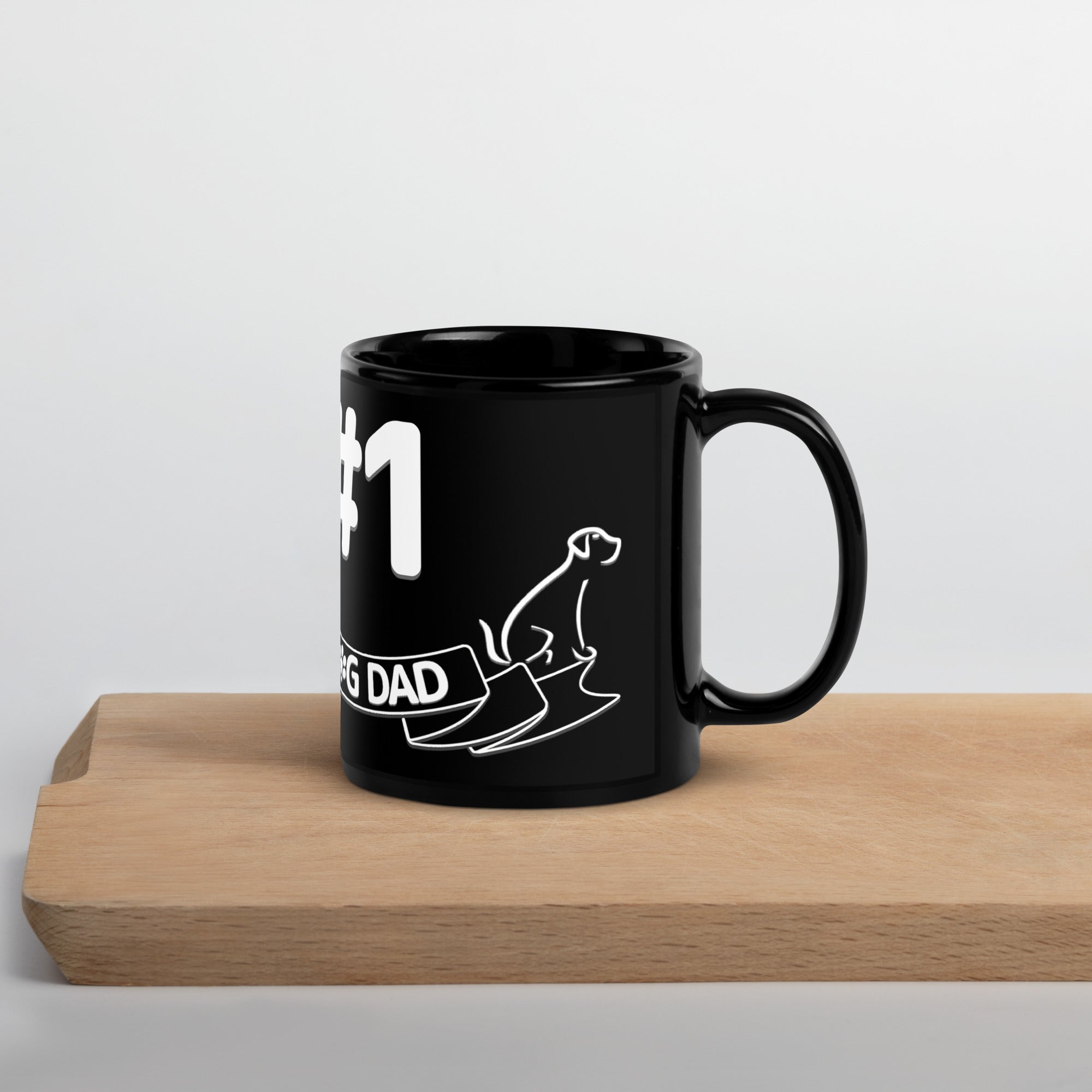 #1 Dog Dad Black Glossy Mug
