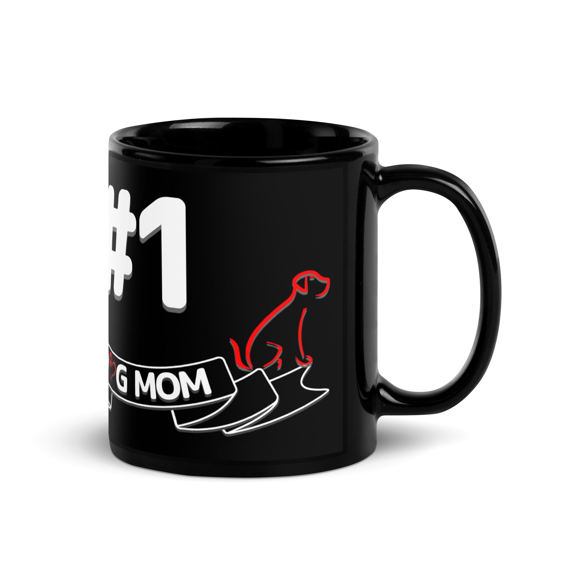 #1 Dog Mom Black Glossy Mug