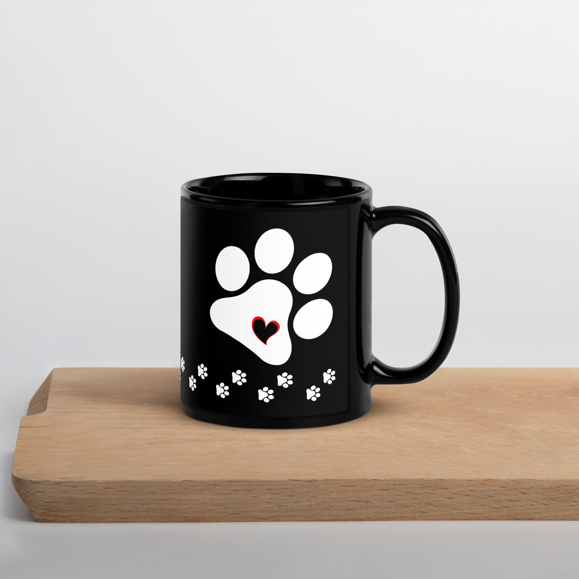 Dog Mom Paw Print Black Mug