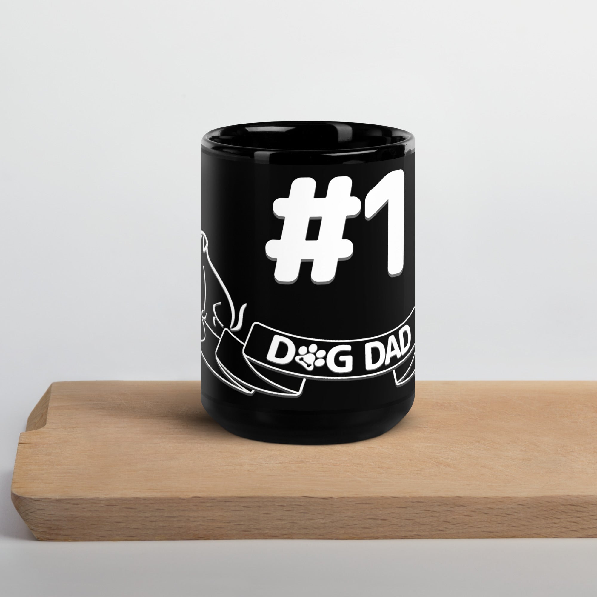 #1 Dog Dad Black Glossy Mug