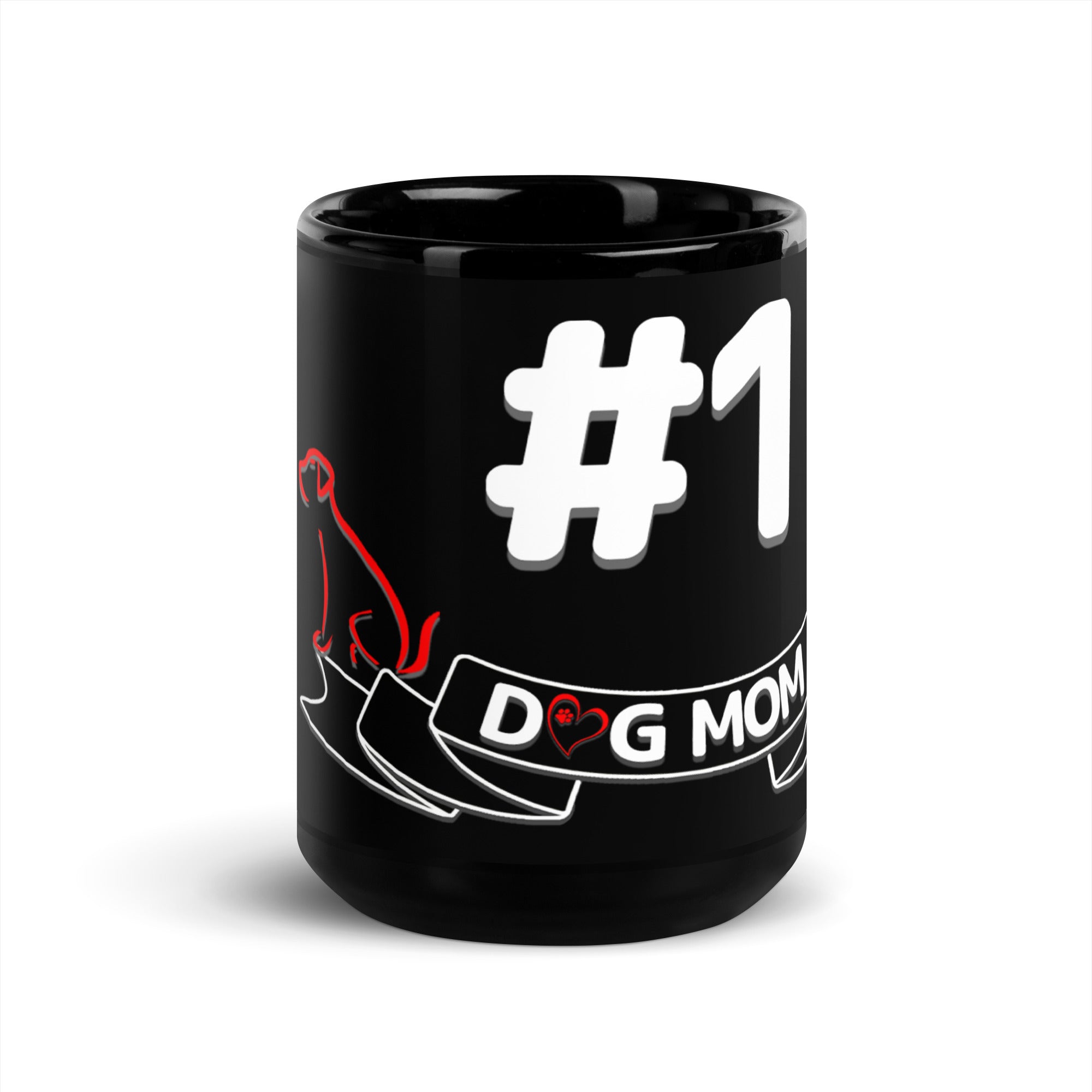 #1 Dog Mom Black Glossy Mug