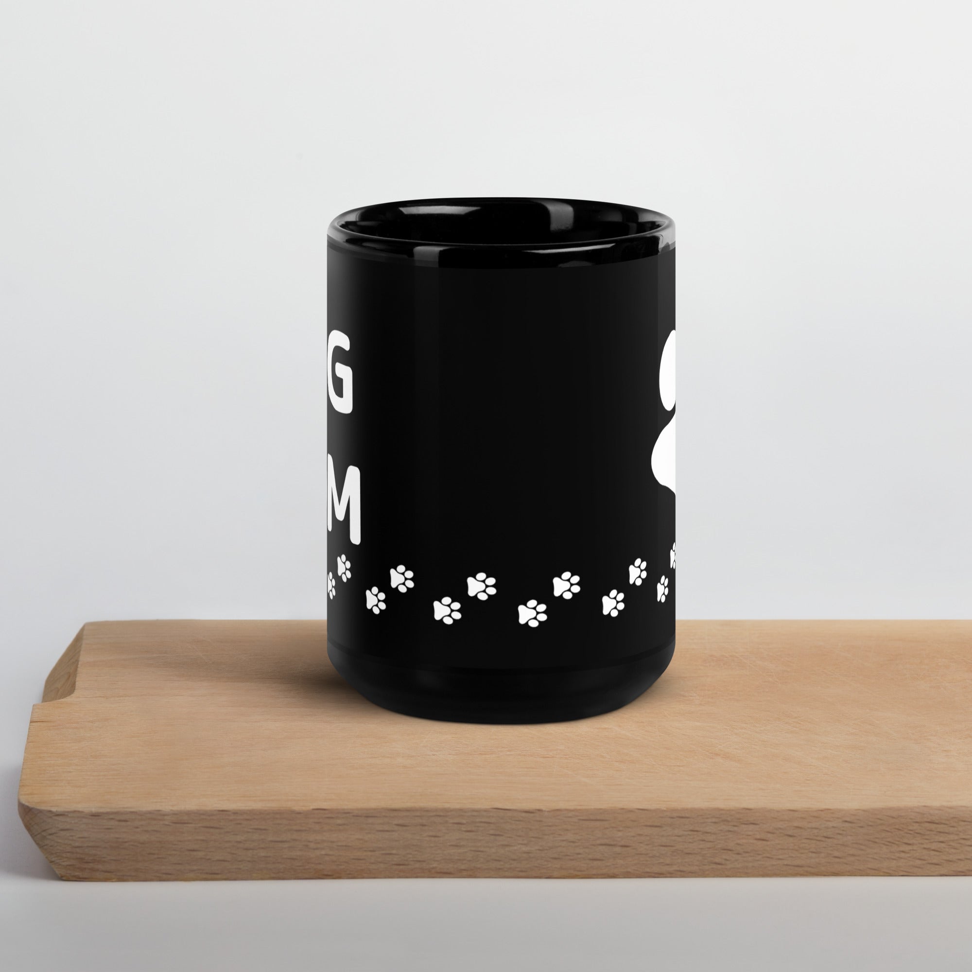 Dog Mom Paw Print Black Mug