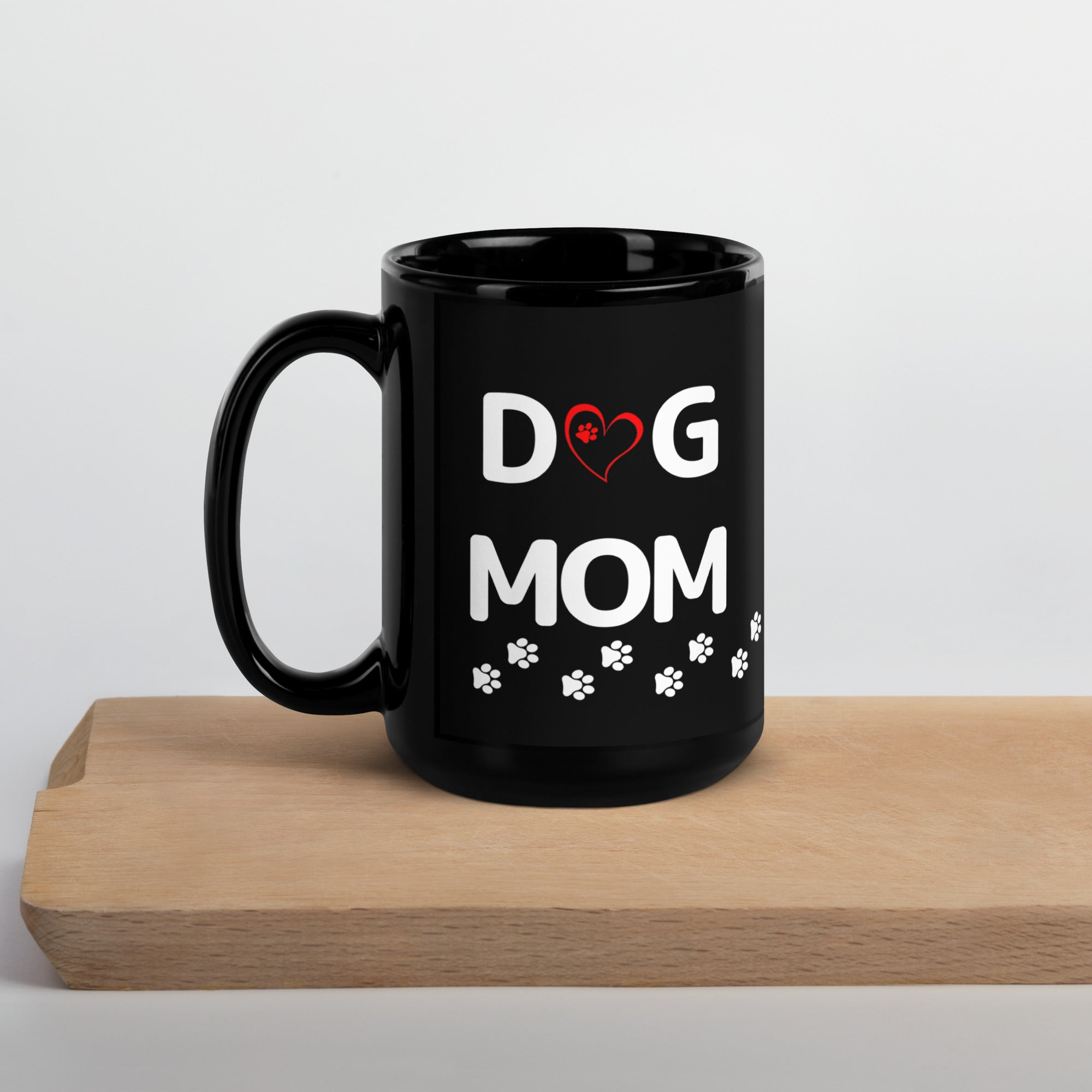 Dog Mom Paw Print Black Mug