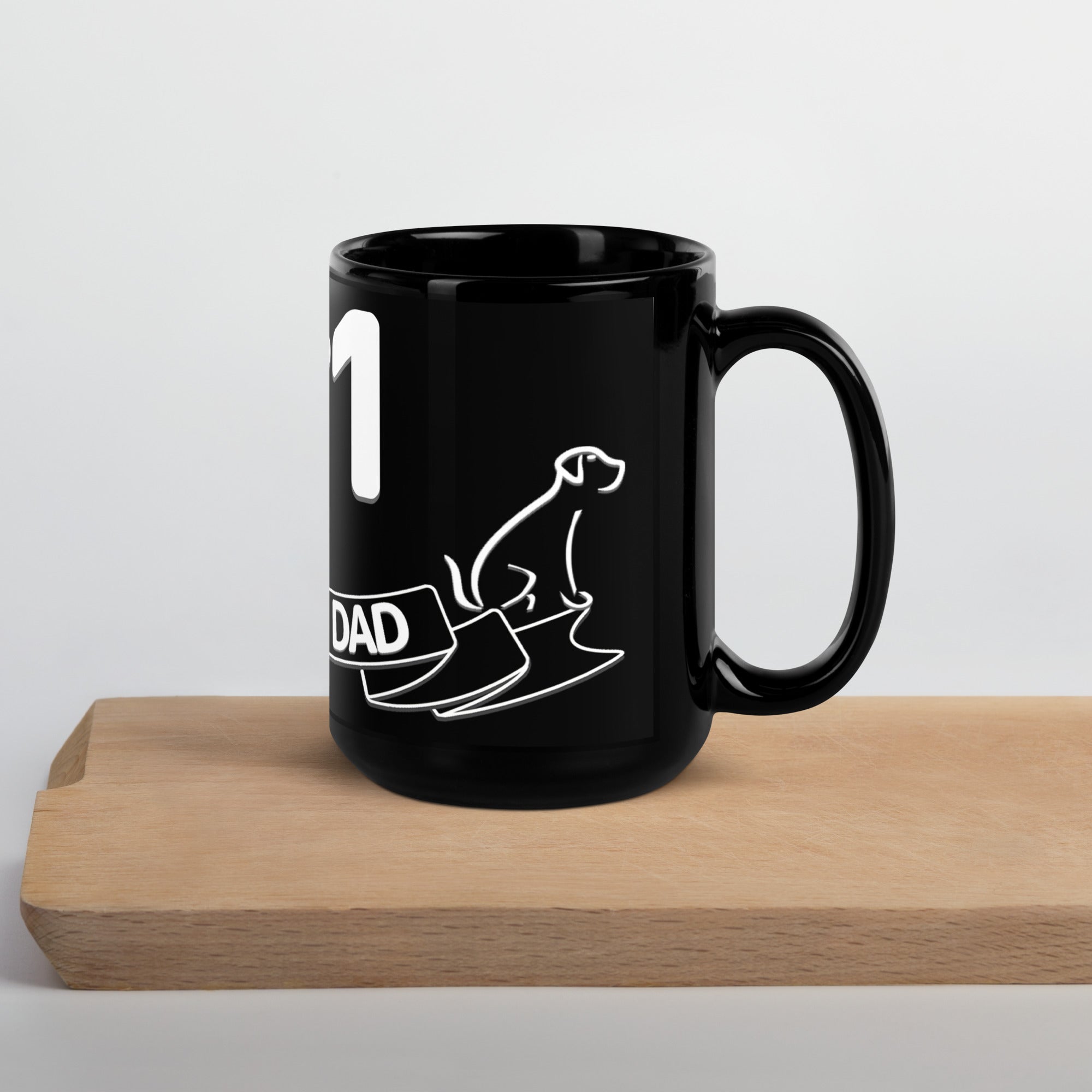 #1 Dog Dad Black Glossy Mug