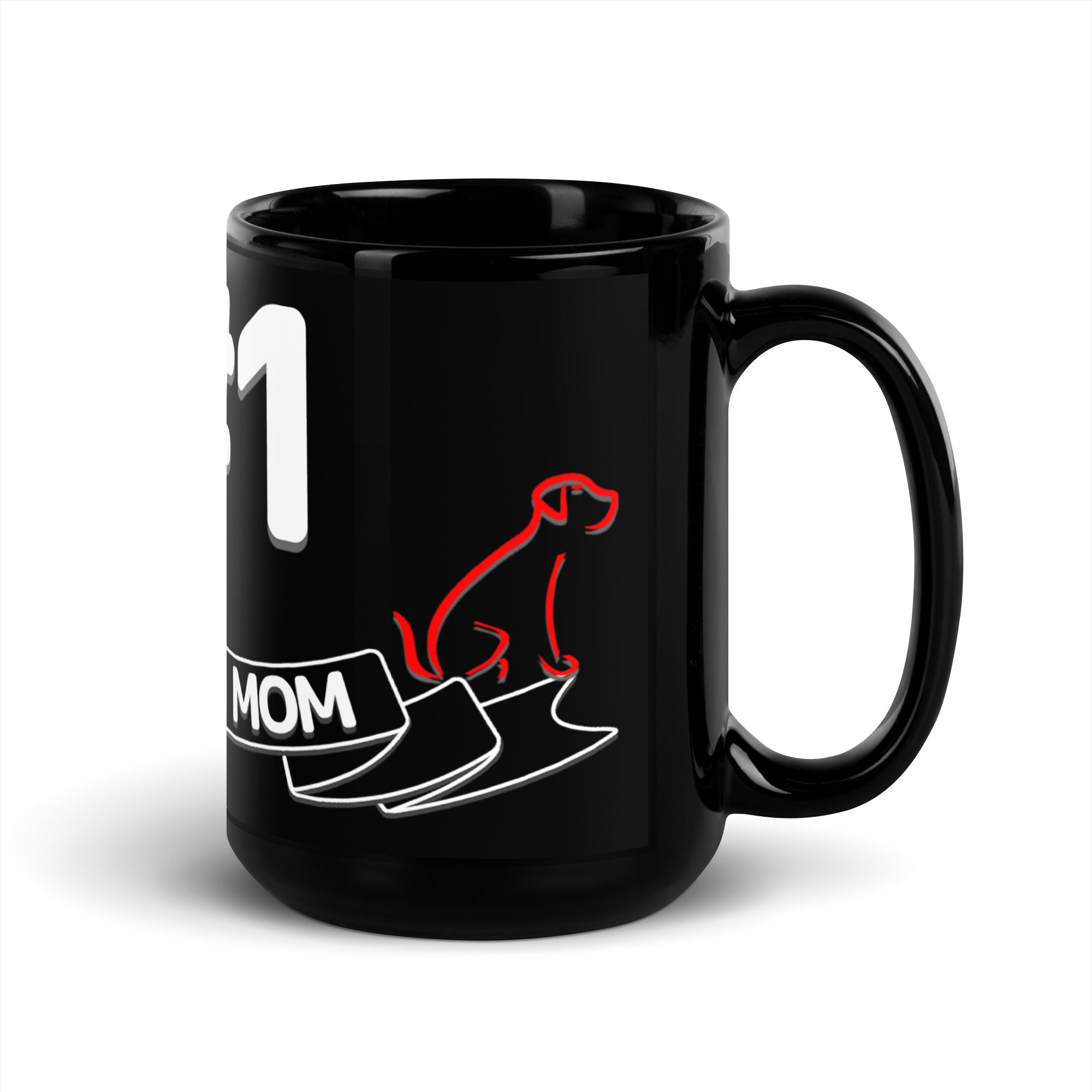 #1 Dog Mom Black Glossy Mug