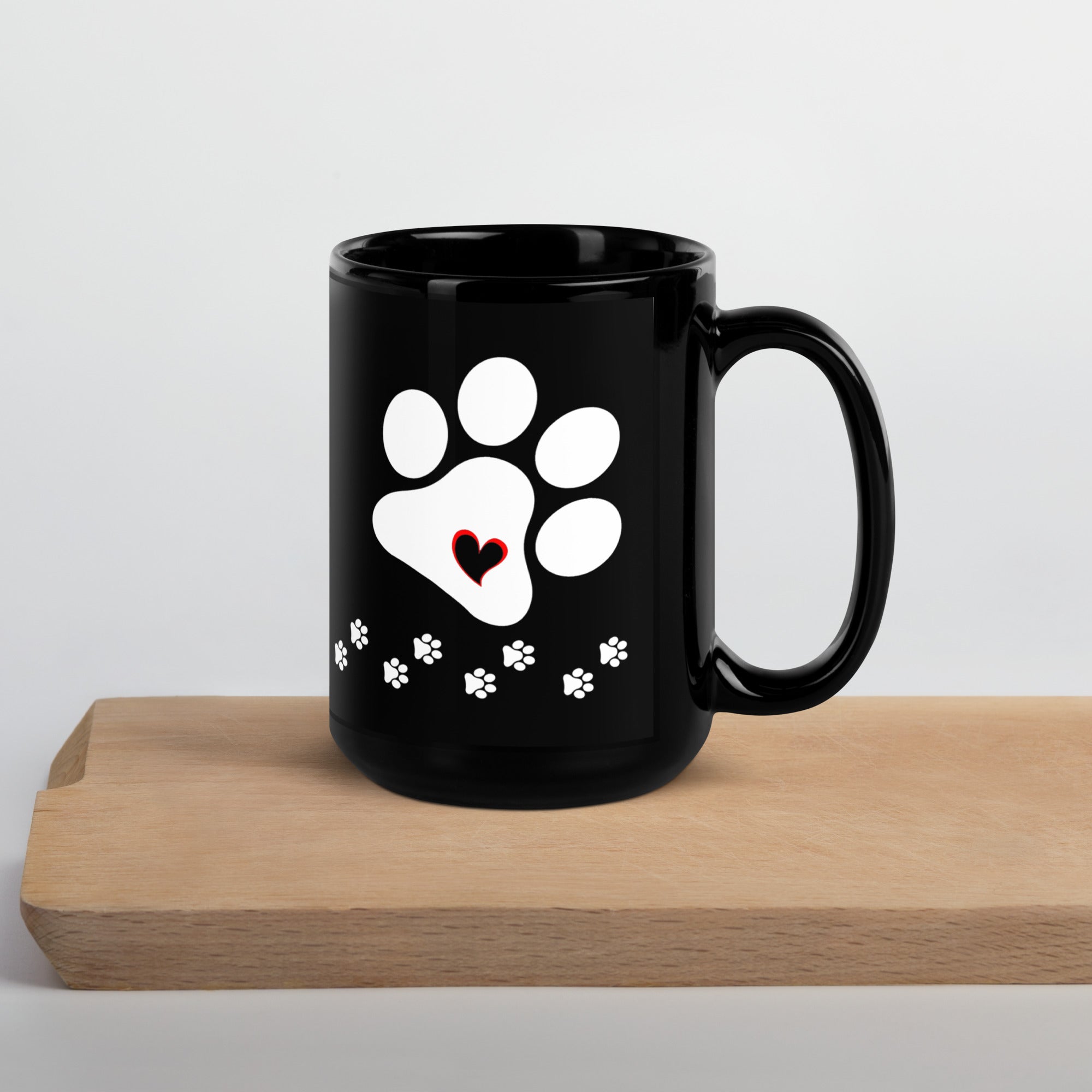 Dog Mom Paw Print Black Mug