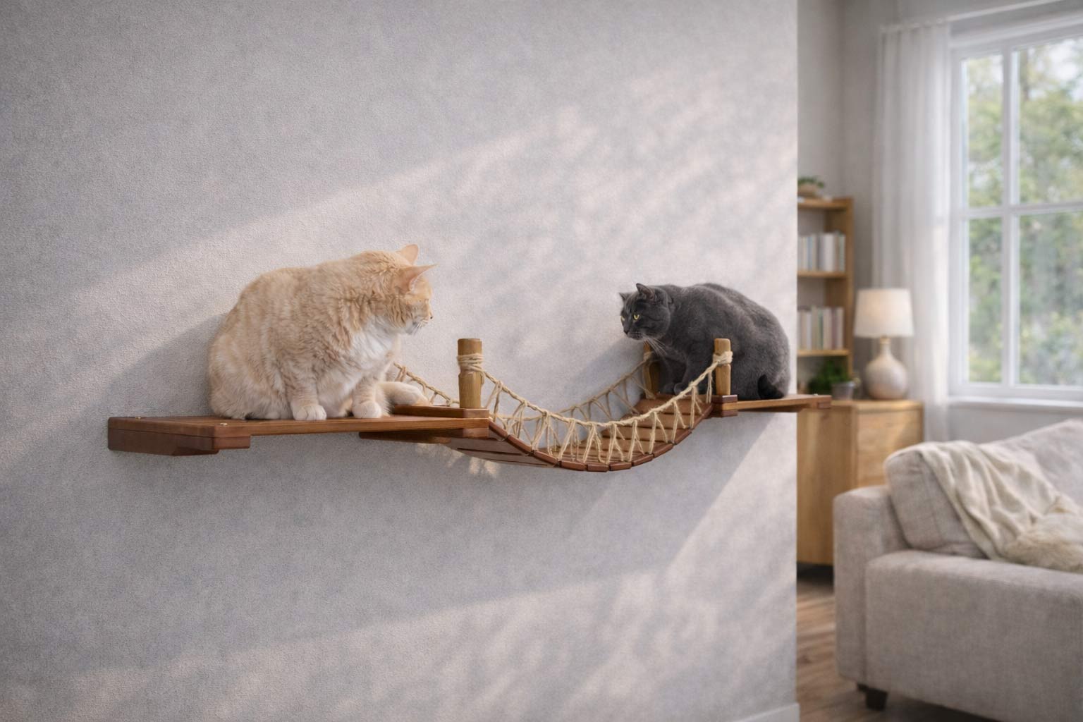 Cat Suspension Bridge - Cat Shelf Set (Wall Mounted) - by Catastrophic Creations