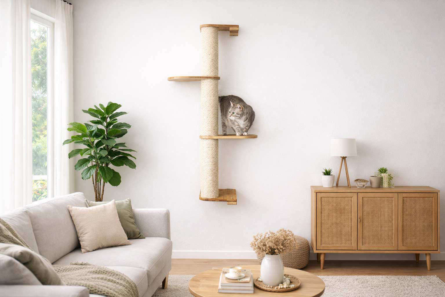 Cat Scratching Pole (Wall-Mounted) - by Catastrophic Creations