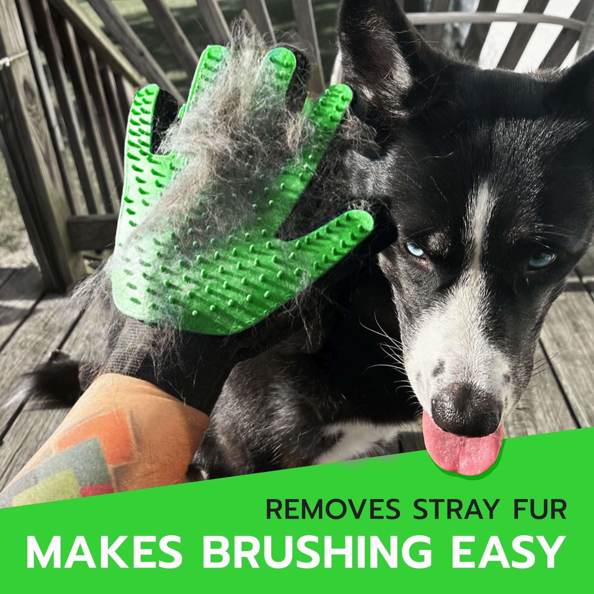 Pet hair brush glove - removing fur
