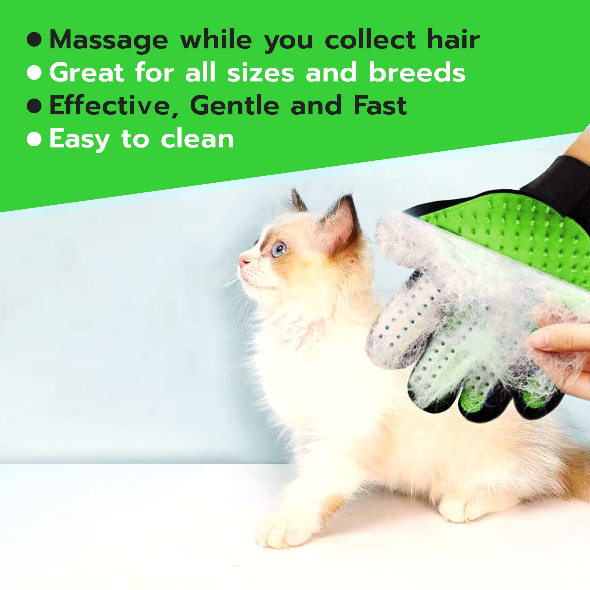 Pet hair brush glove - Effective, Gentle, Fast, Adaptive