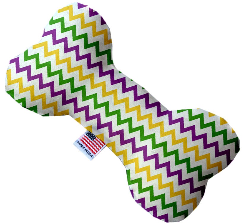 Pet and Dog Plush Heart or Bone Toy, "Mardi Gras Group"