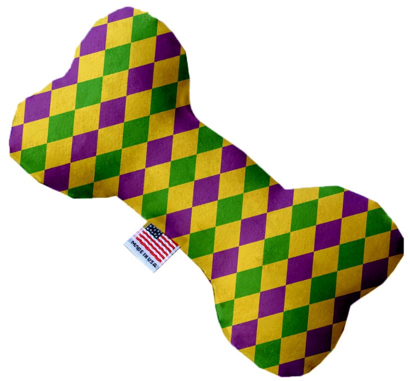 Pet and Dog Plush Heart or Bone Toy, "Mardi Gras Group"