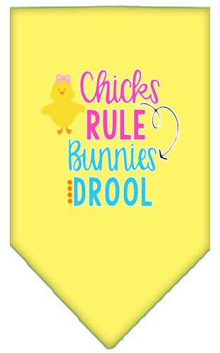 Pet and Dog Bandana Screen Printed, "Chicks Rule, Bunnies Drool"