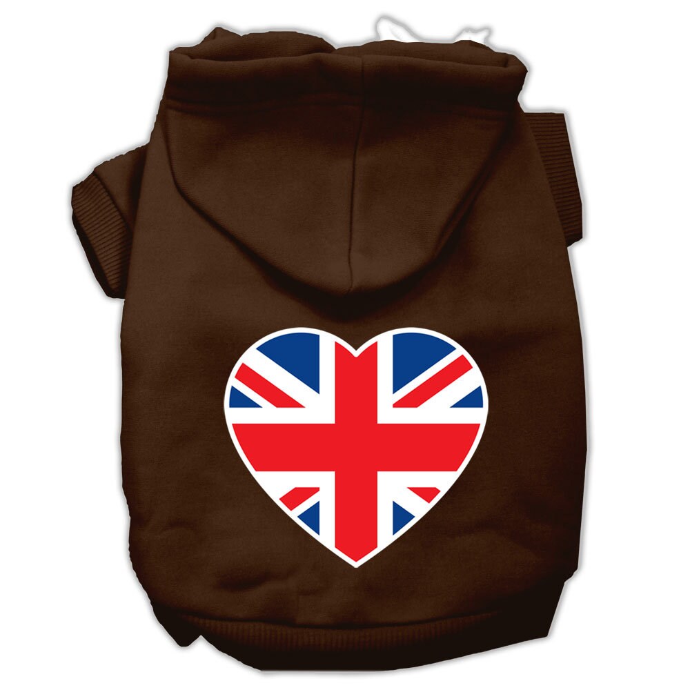 Pet Dog & Cat Hoodie Screen Printed, "British Flag Heart"