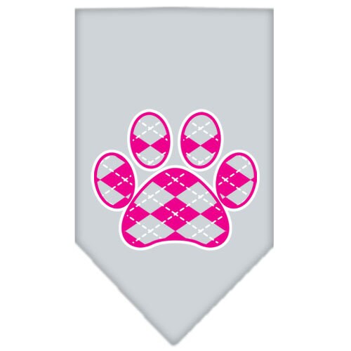 Pet and Dog Bandana Screen Printed,  "Pink Argyle Paw"