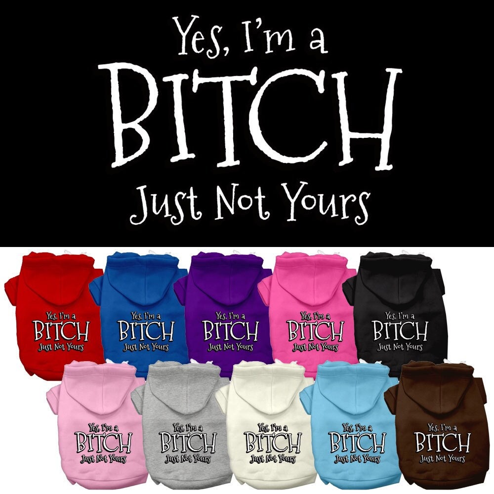 Pet Dog & Cat Hoodie Screen Printed, "Yes, I'm A Bitch, Just Not Yours"