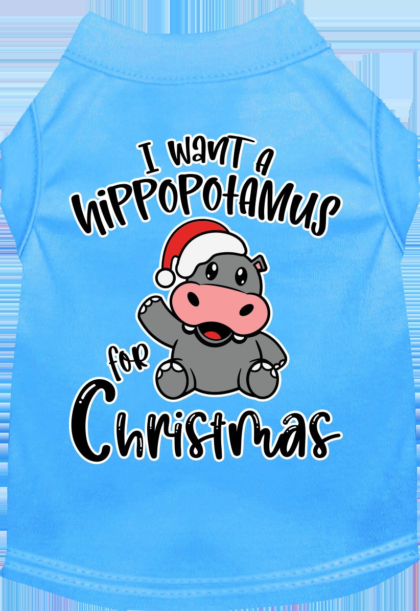 Pet Dog & Cat Shirt Printed, "I Want A Hippopotamus For Christmas"