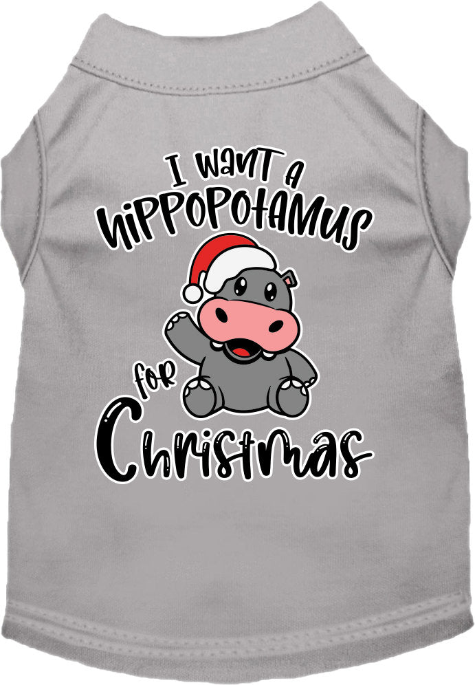 Pet Dog & Cat Shirt Printed, "I Want A Hippopotamus For Christmas"