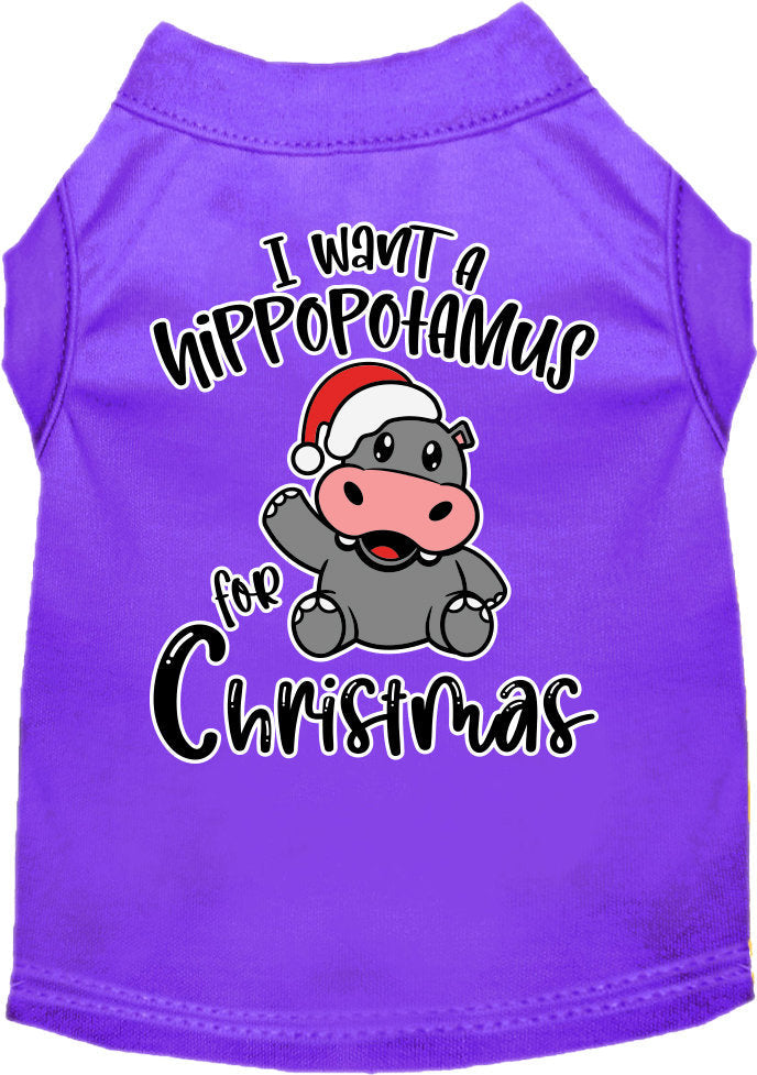 Pet Dog & Cat Shirt Printed, "I Want A Hippopotamus For Christmas"