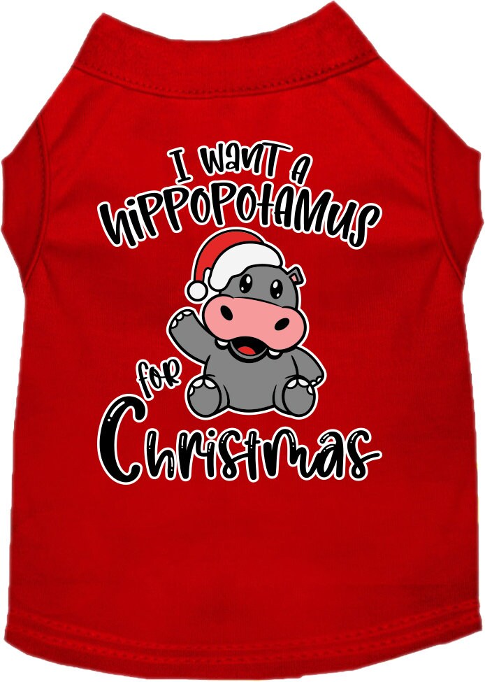 Pet Dog & Cat Shirt Printed, "I Want A Hippopotamus For Christmas"